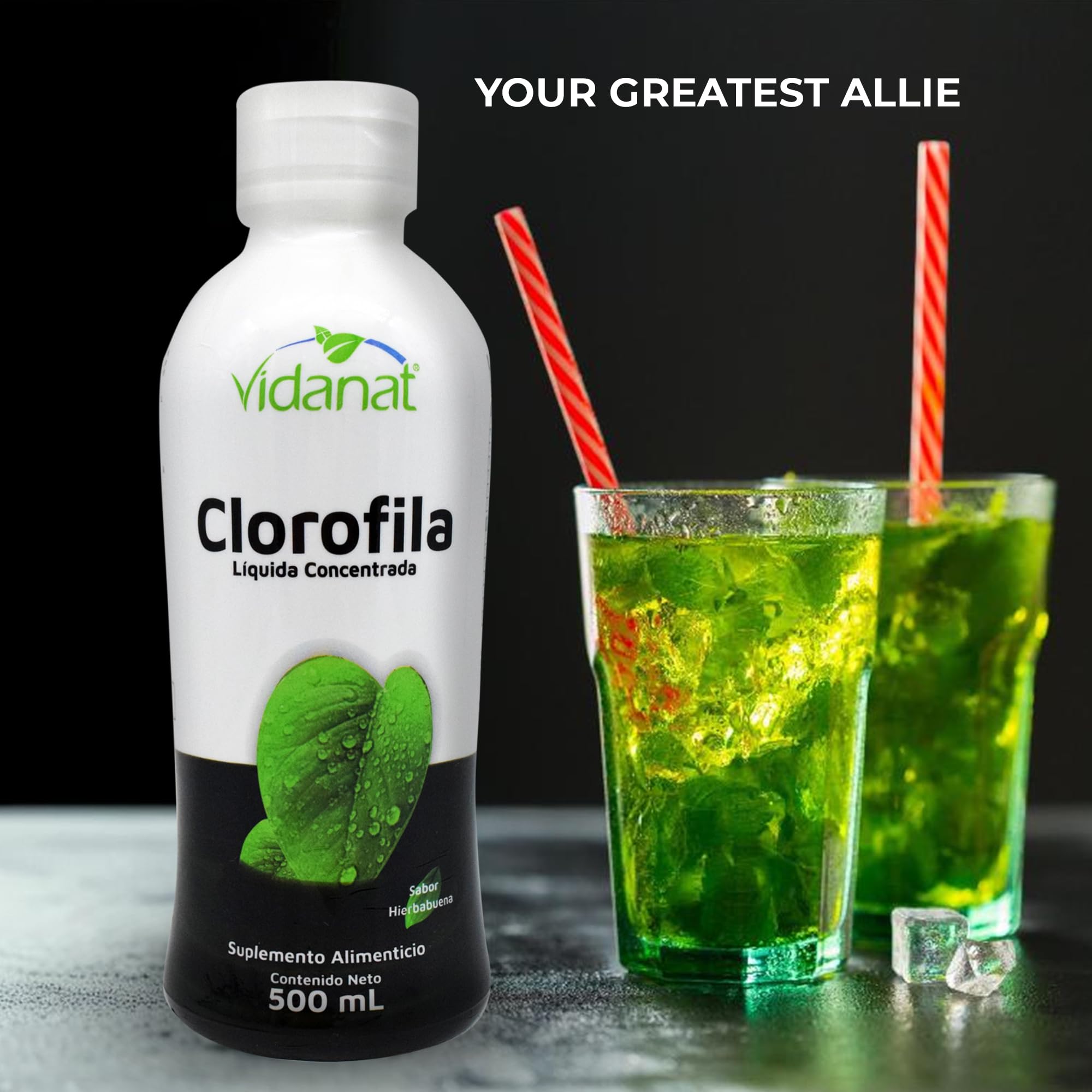 Vidanat Chlorophyll Supplement 550g with plant backdrop