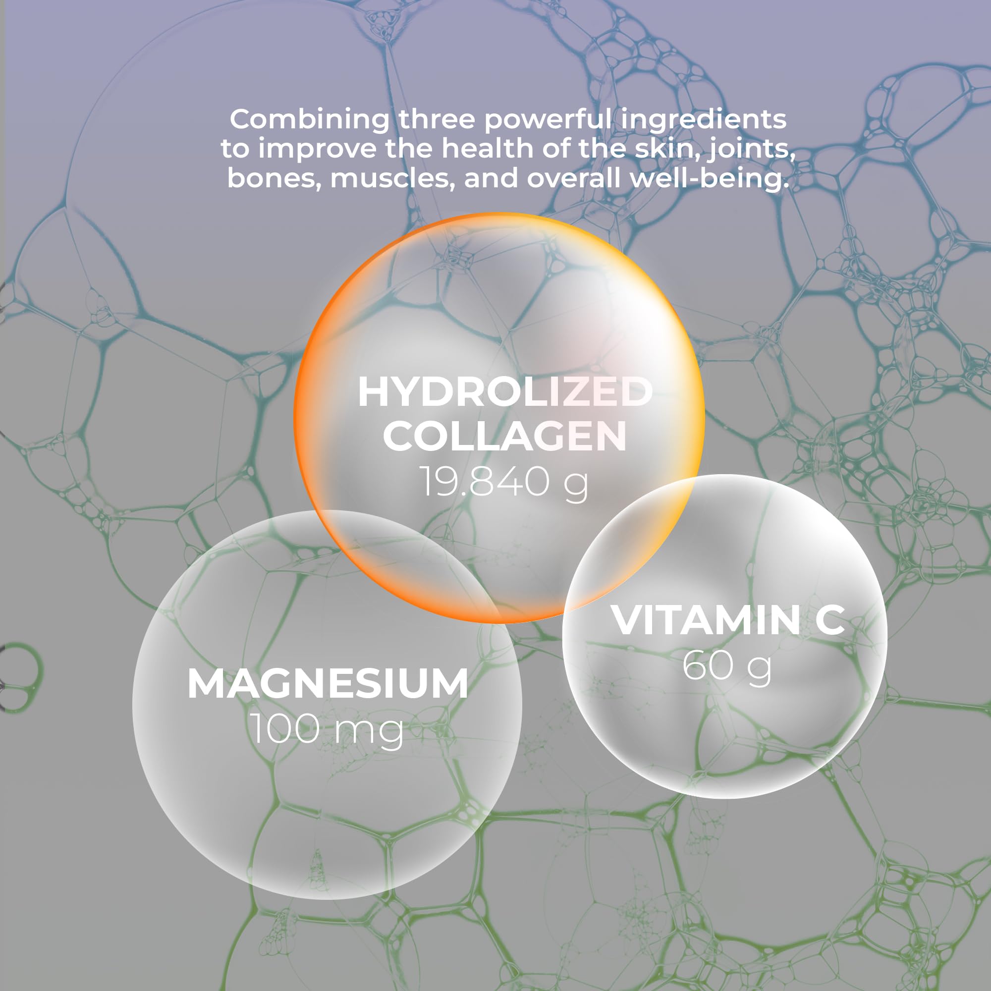 Vidanat Collagen Powder with Vitamin C and Magnesium ingredients