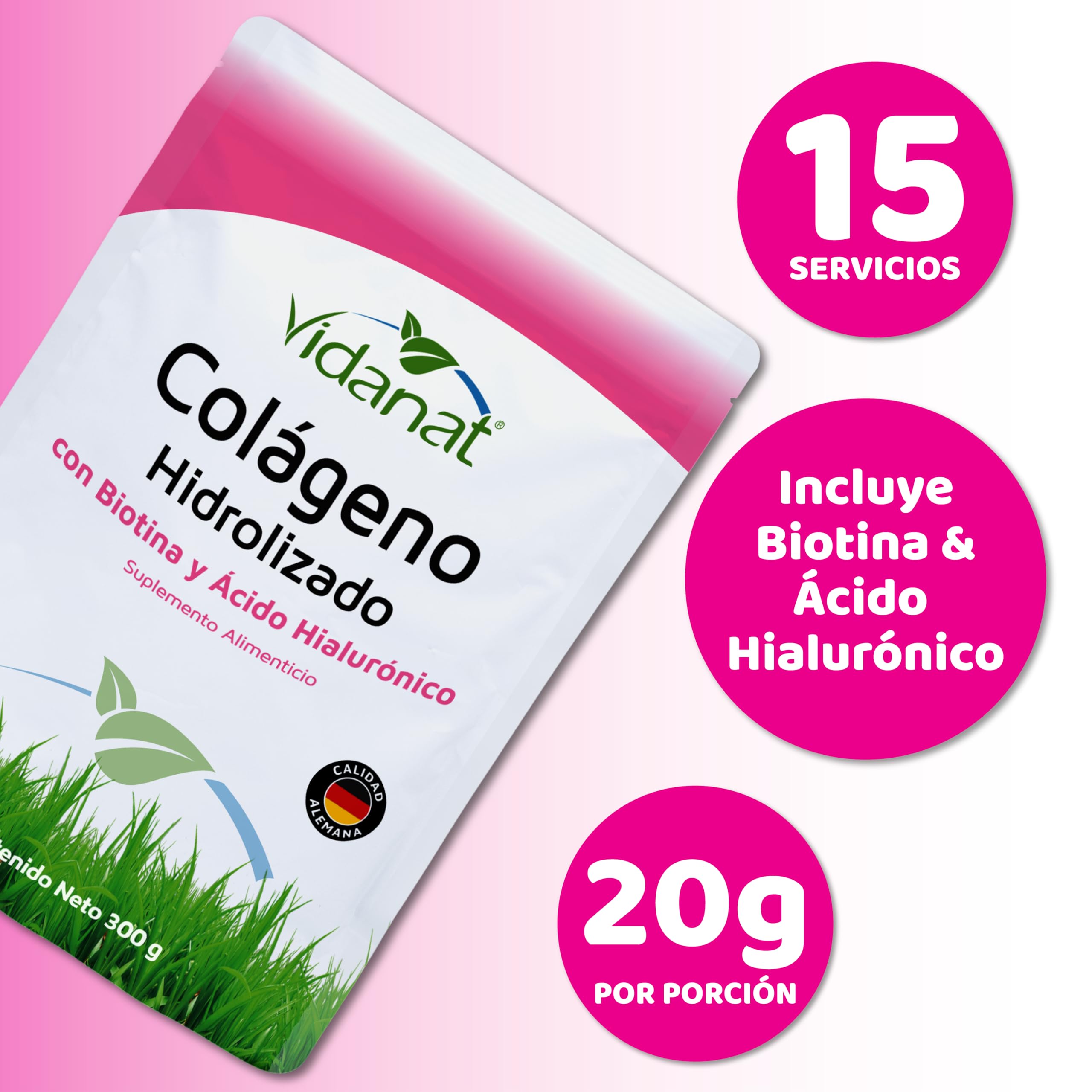Vidanat Collagen Supplement 300g side view
