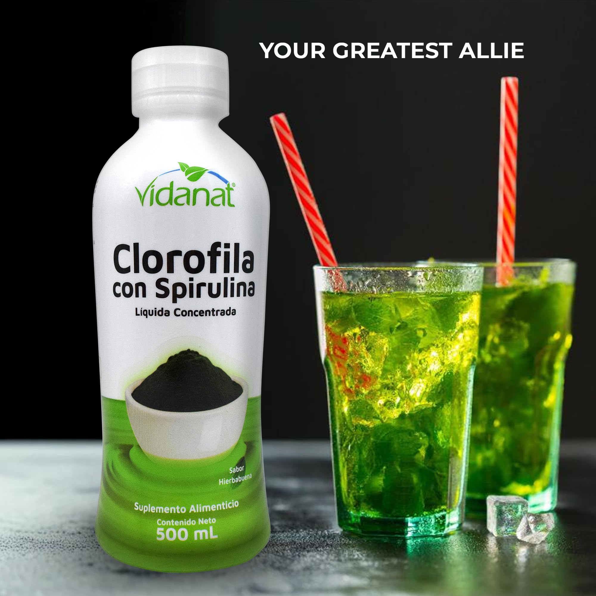 Vidanat Liquid Chlorophyll 500ml bottle side view