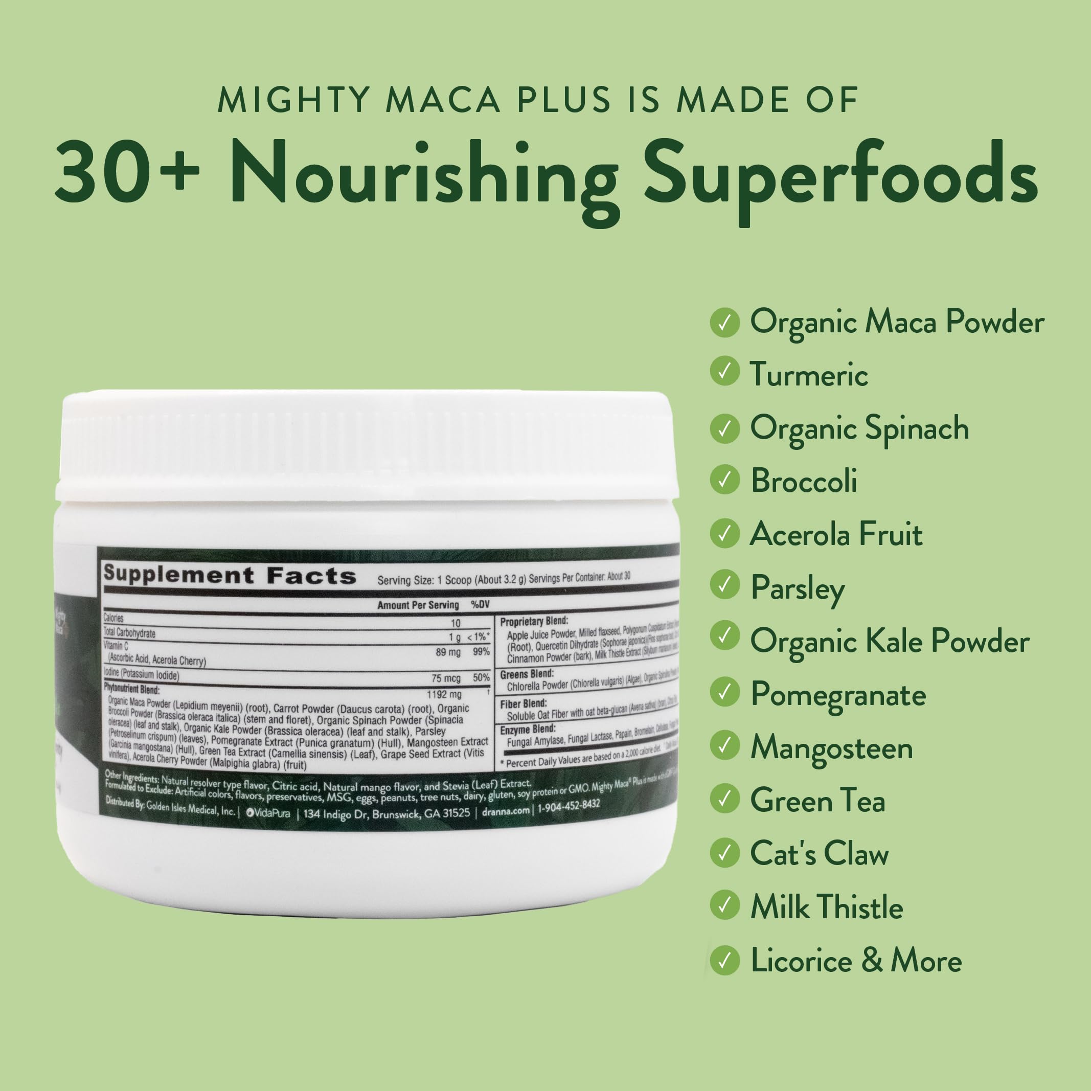 VIDAPURA Mighty Maca Mango superfood drink ingredients list