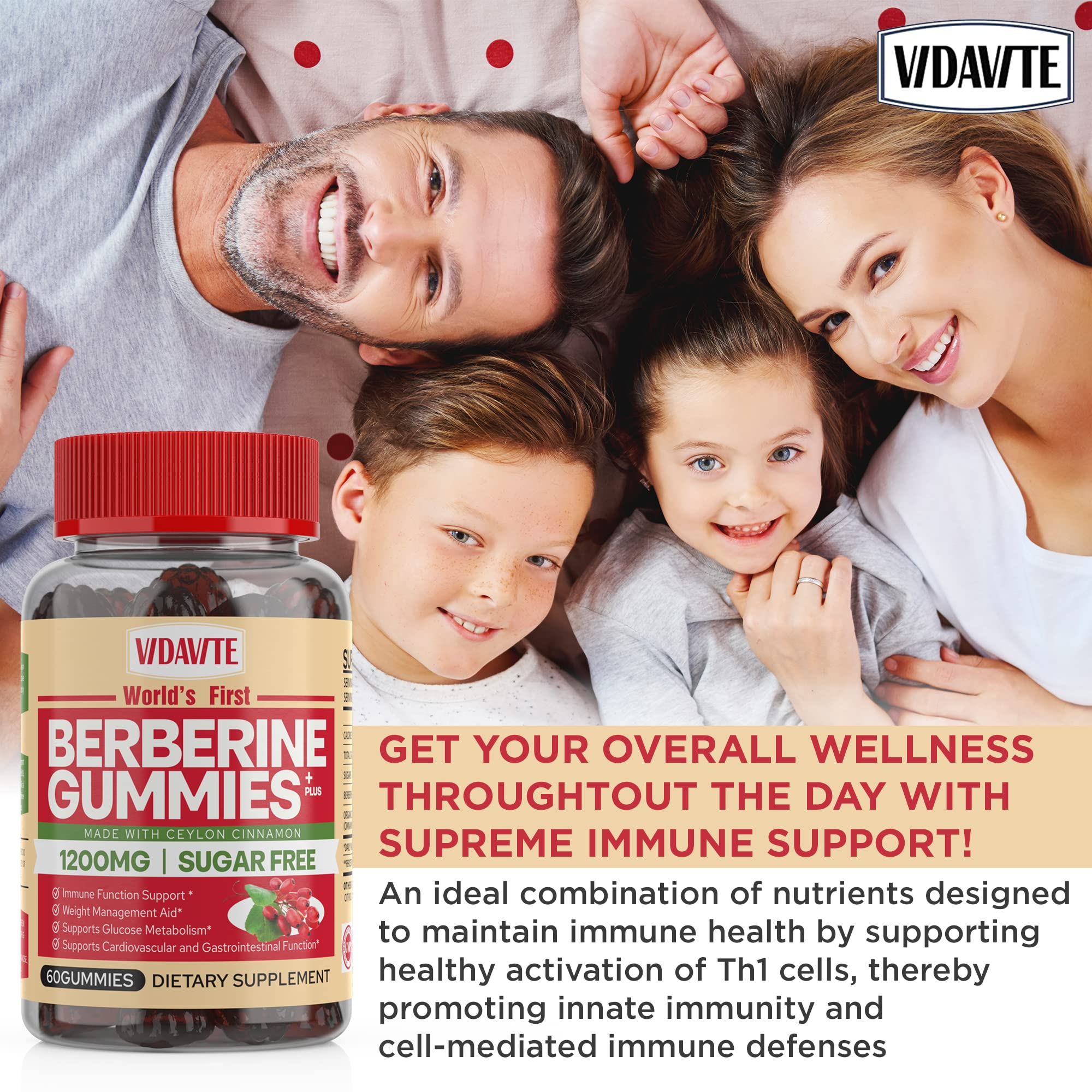 VIDAVITE Berberine Plus Ceylon Cinnamon Gummies in a hand