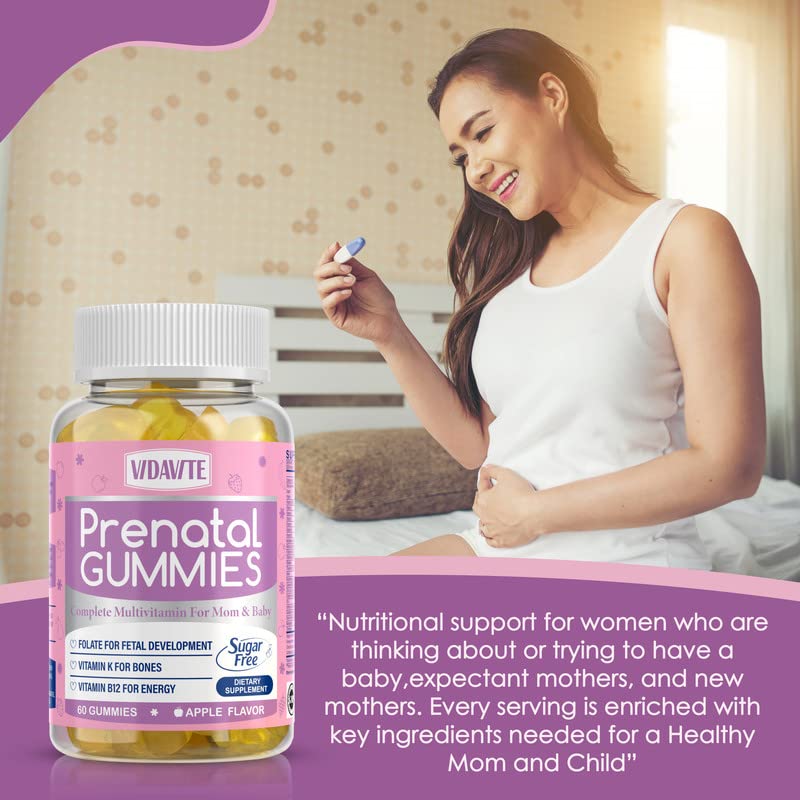 VIDAVITE Organic Prenatal Gummies with apple candy flavour