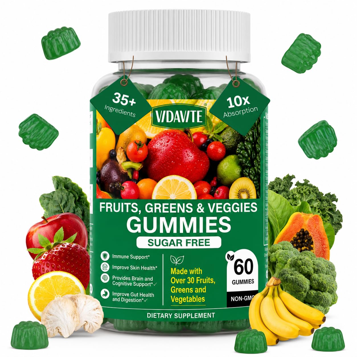 VIDAVITE Supergreens Gummies packaging front view