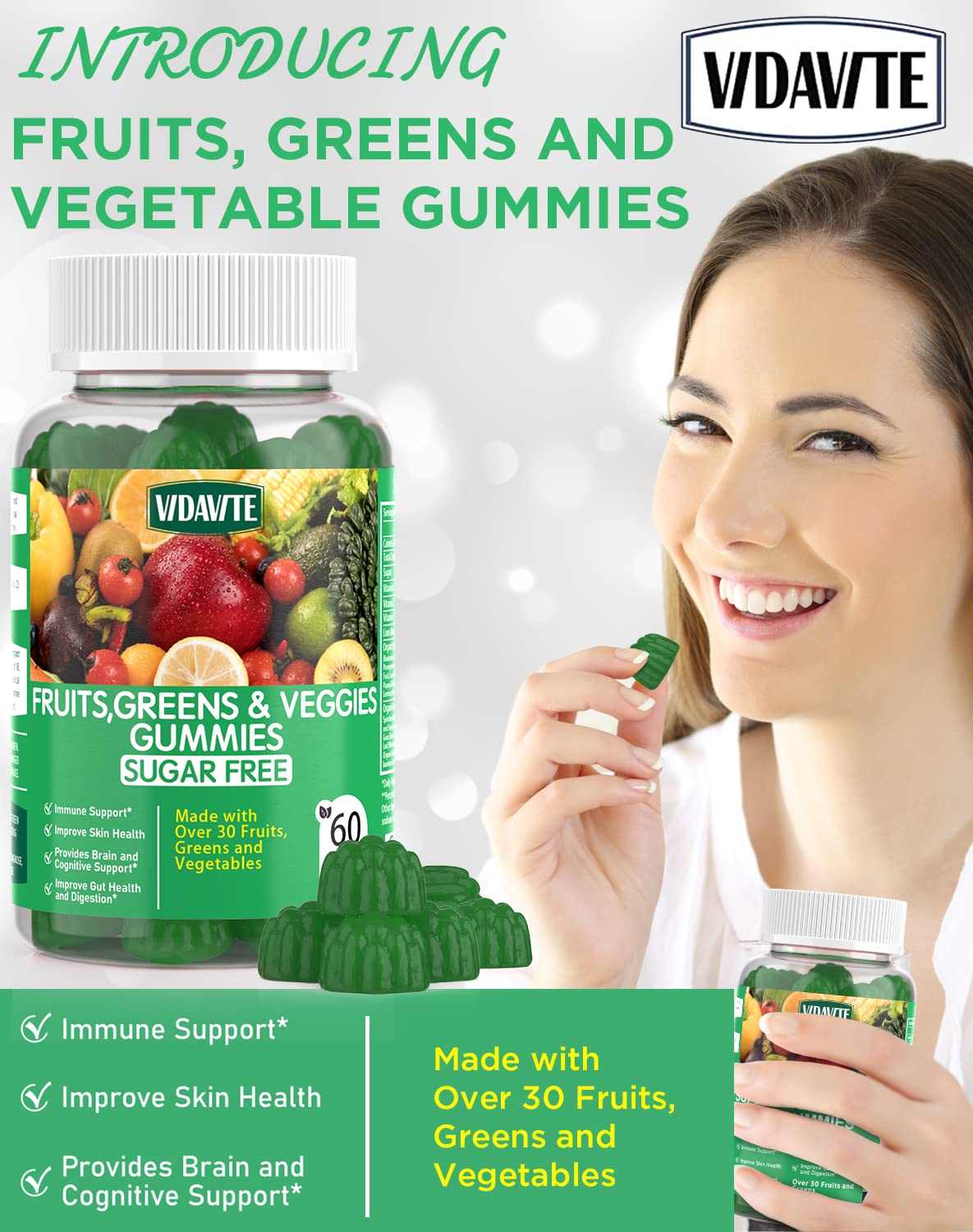 VIDAVITE Supergreens Gummies showing soft texture