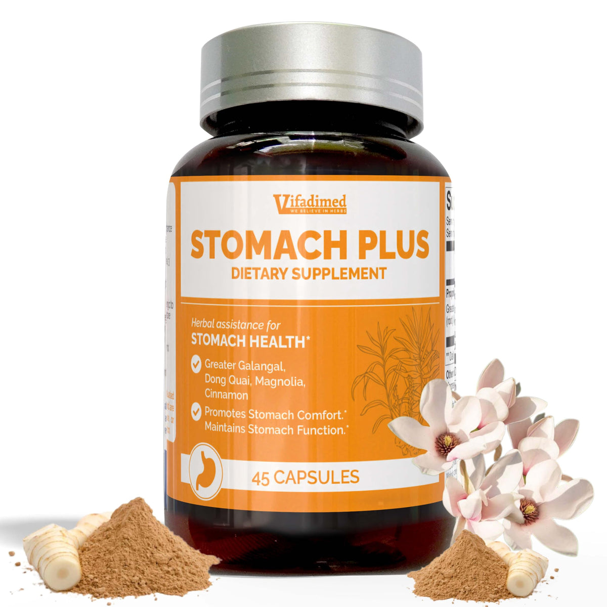 VIFADIMED Stomach Plus Herbal Supplement 60 Capsules front view