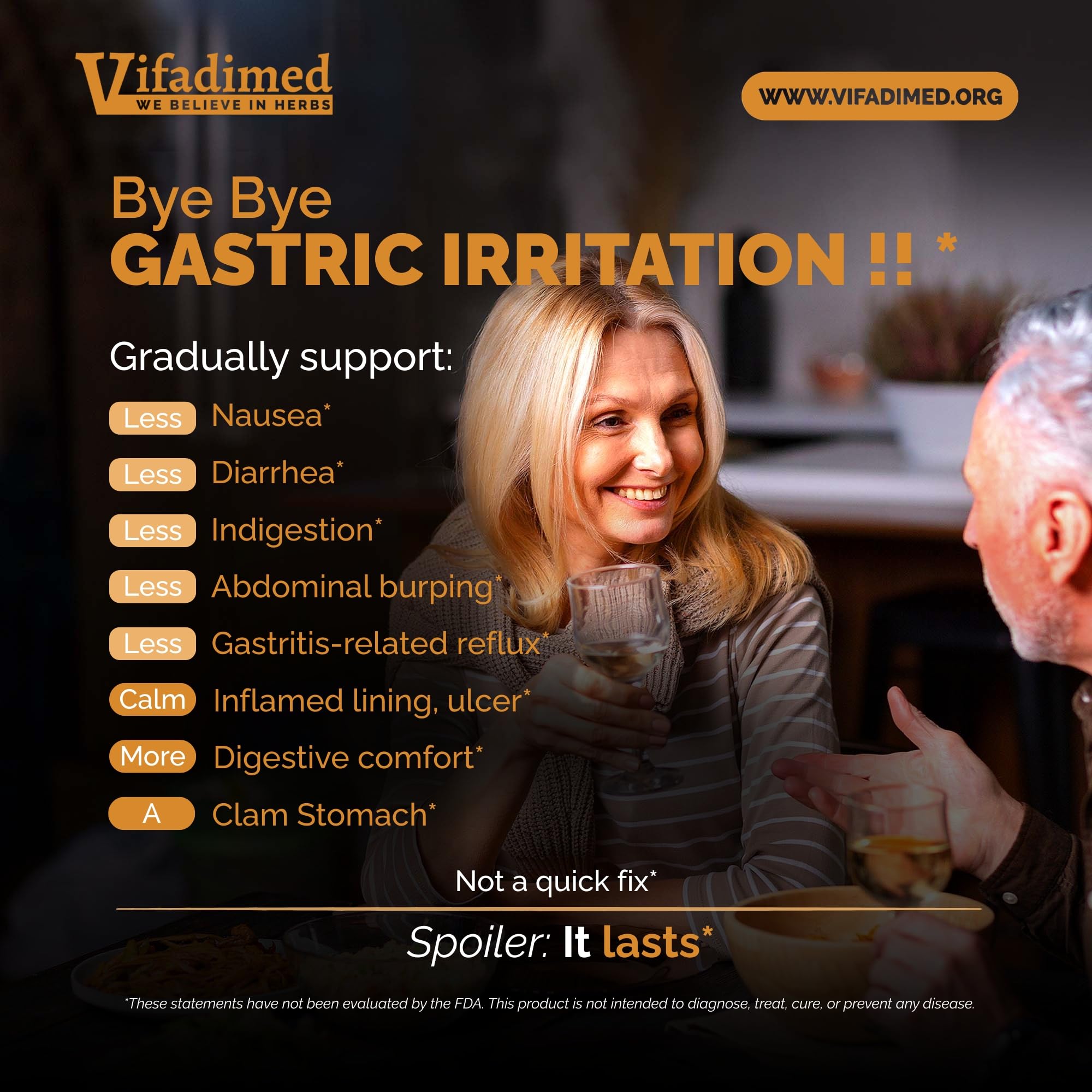 VIFADIMED Stomach Plus Herbal Supplement 60 Capsules with ingredients list