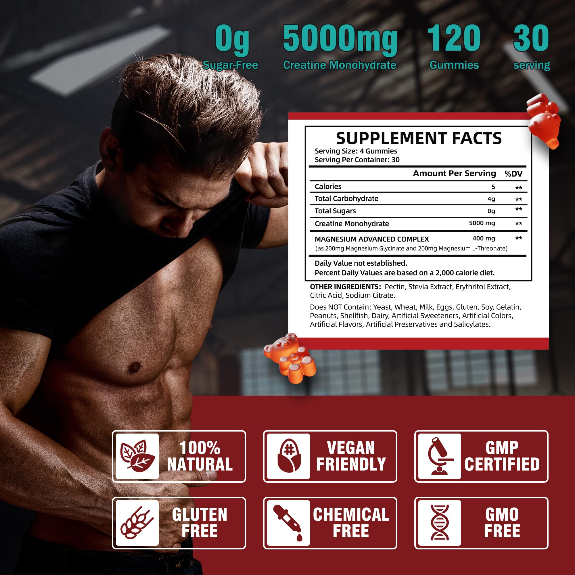 VIFSSG Creatine Monohydrate Gummies in a hand