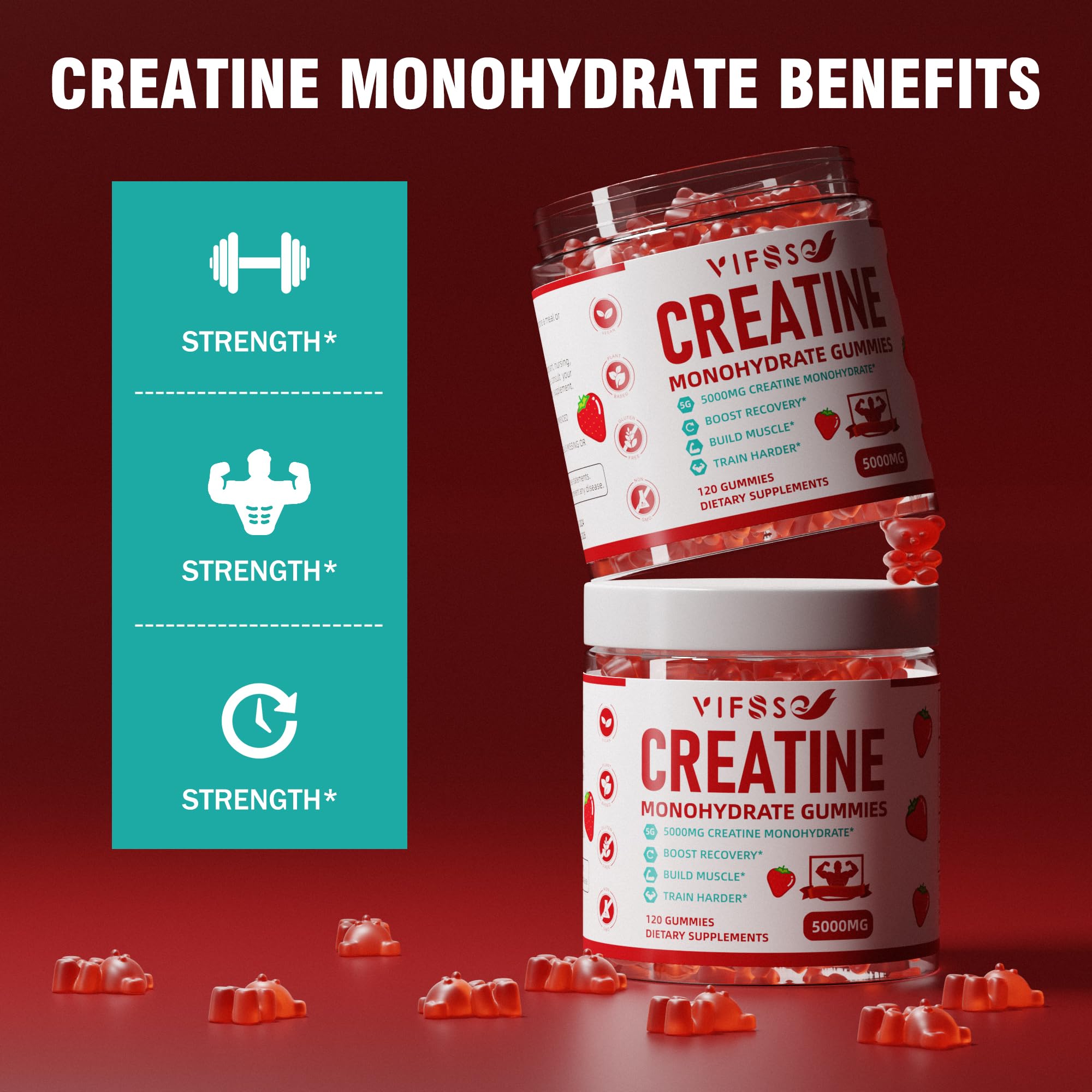 VIFSSG Creatine Monohydrate Gummies showing serving size