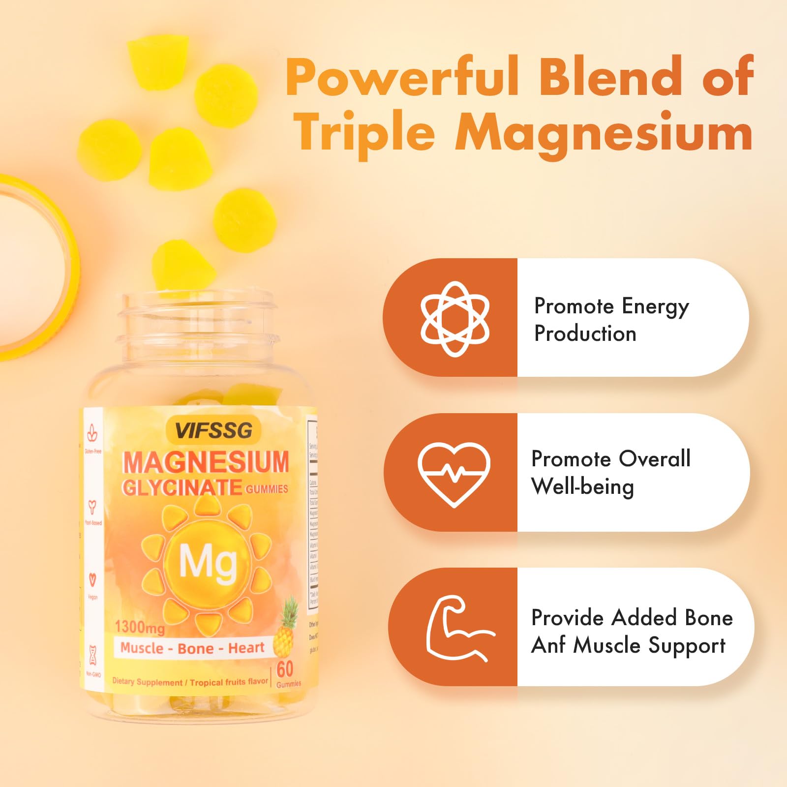 VIFSSG Magnesium Gummies ingredients list on packaging