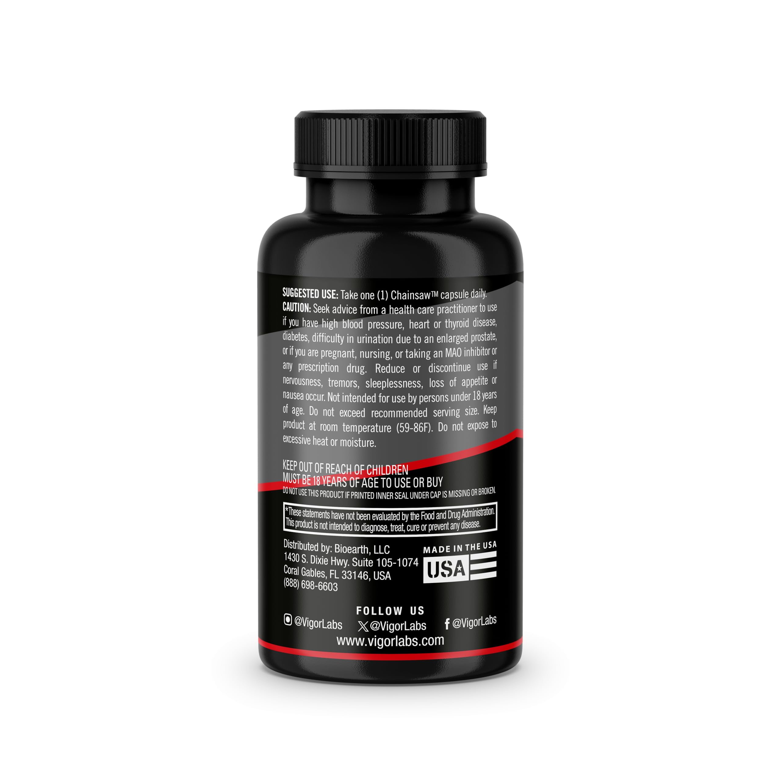 Vigor Labs ChainsawTM Male support Capsules with measuring cup