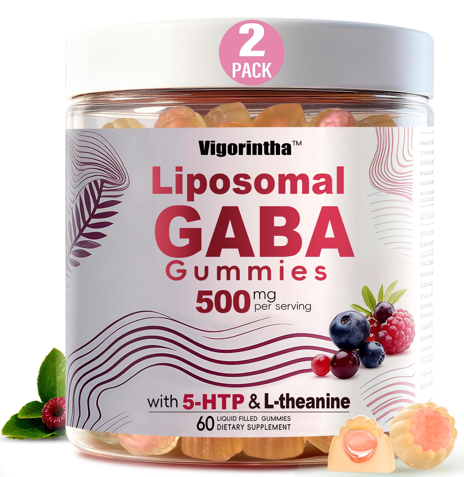 Vigorintha GABA Gummies front view with liquid-filled centre