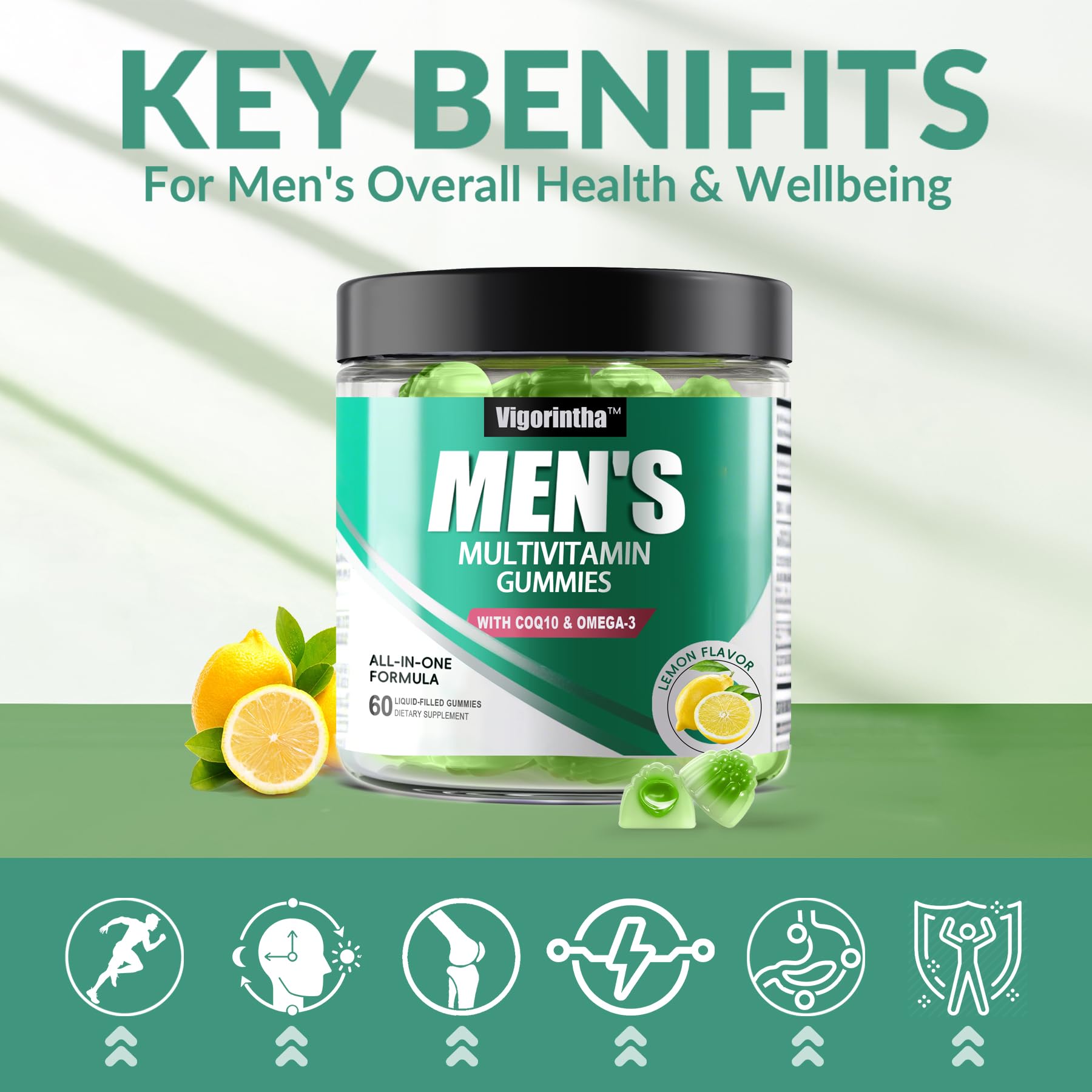 Vigorintha Men's Multivitamin Gummies showing the gummies inside