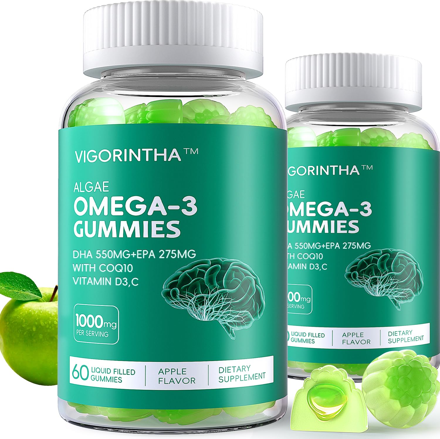 Vigorintha Omega-3 Plant-Based Supplement front view of packaging