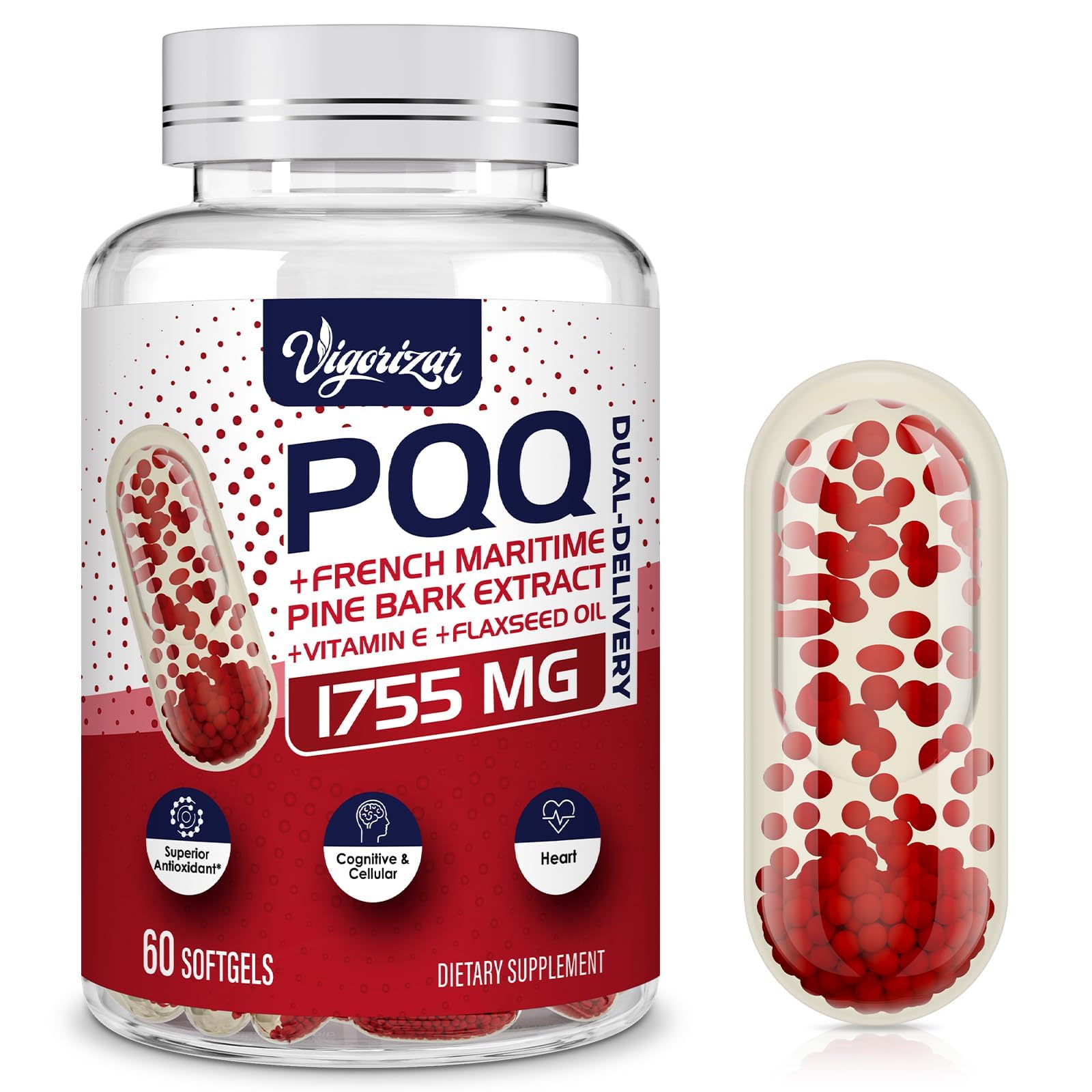 Vigorizar French Maritime Pine Bark Extract 200mg softgel capsules front view