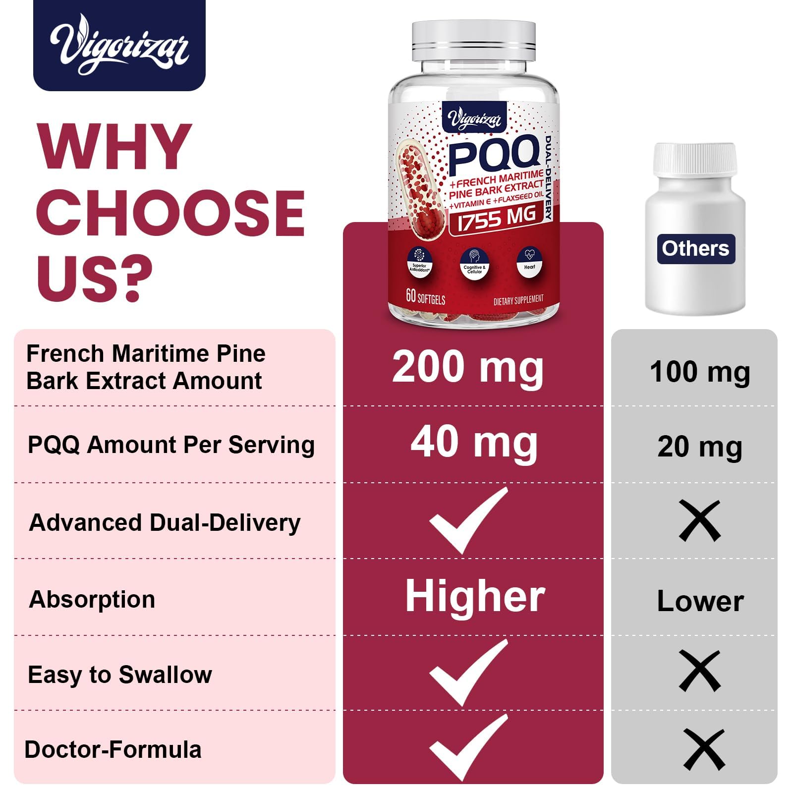 Vigorizar French Maritime Pine Bark Extract 200mg softgel capsules in hand