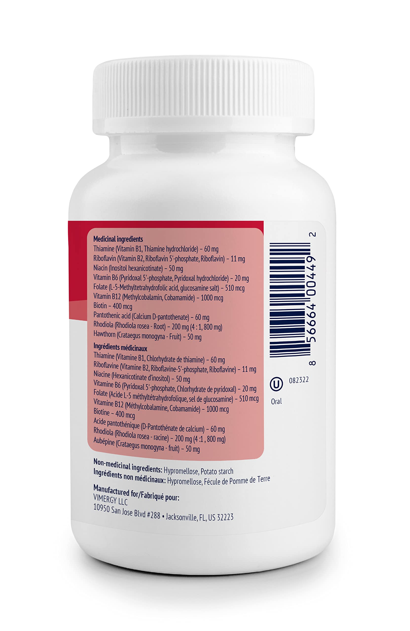 Vimergy Adapto-B Complex 8 Active B Vitamins with smoothie ingredients
