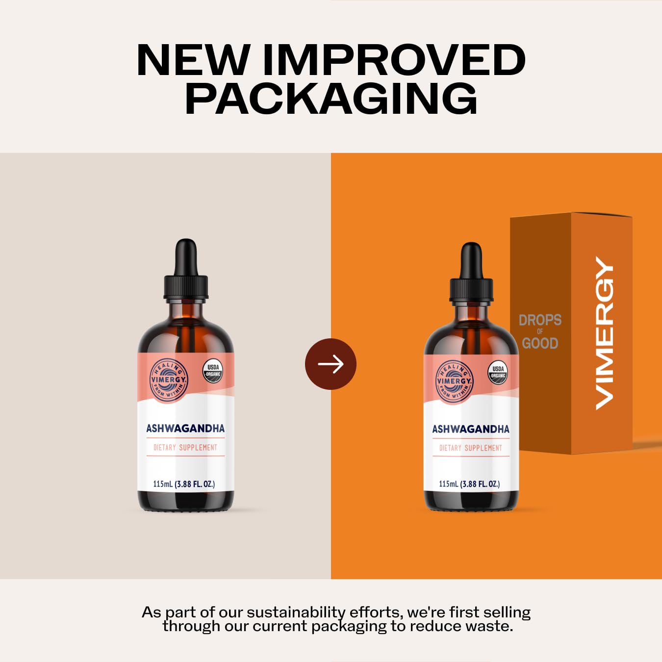 Vimergy Ashwagandha Liquid Extract bottle side view
