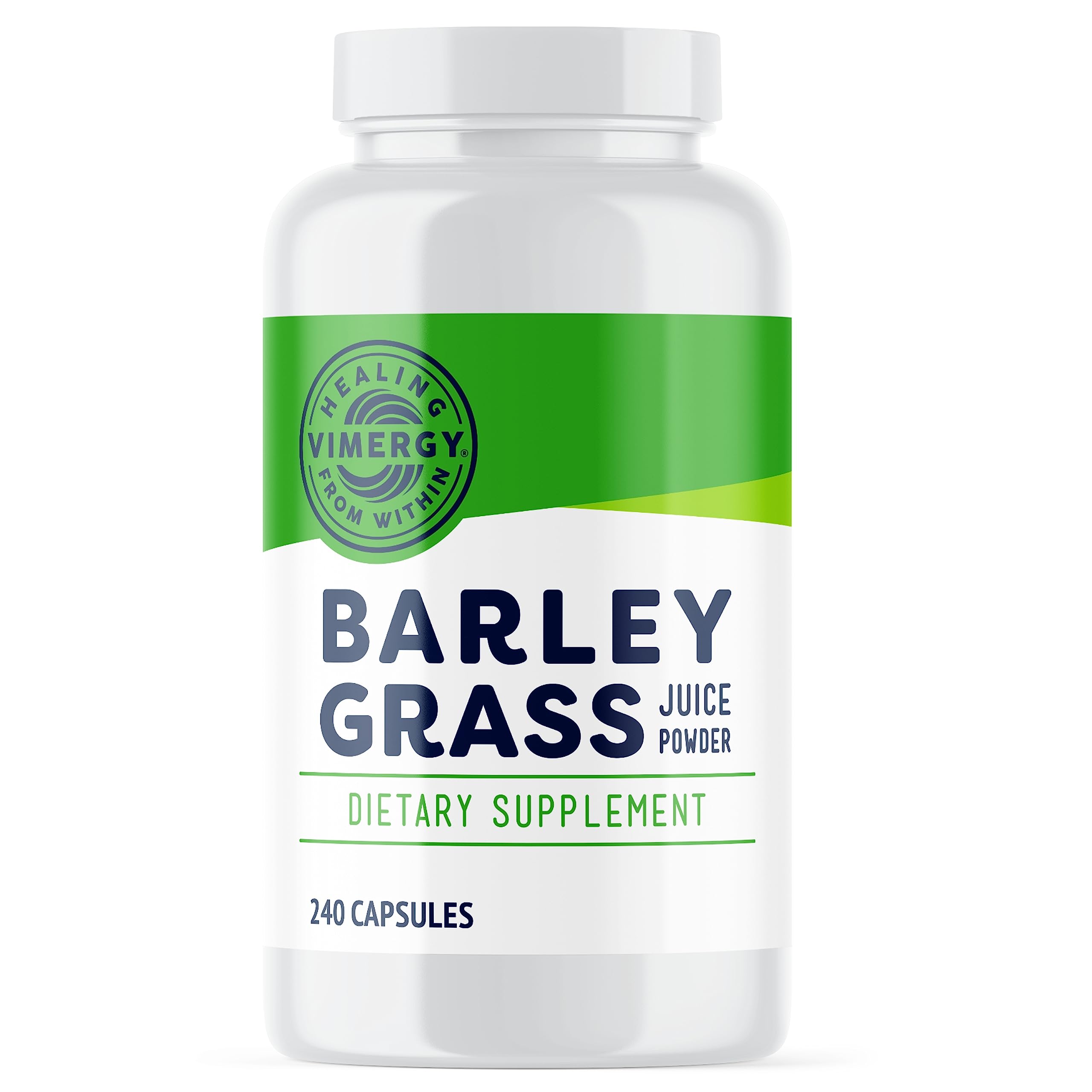 Vimergy Barley Grass Juice Capsules front view with label