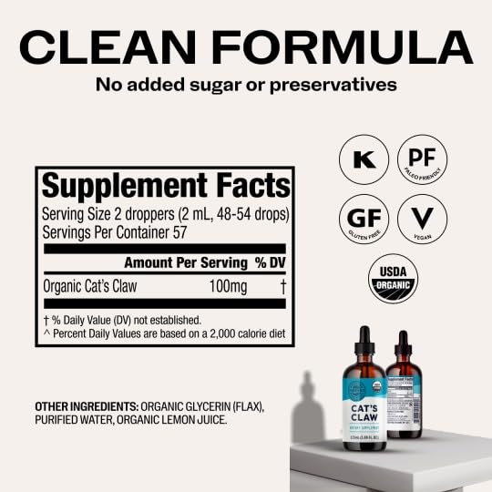 Vimergy Cat’s Claw Liquid Supplement 281g bottle on a kitchen counter