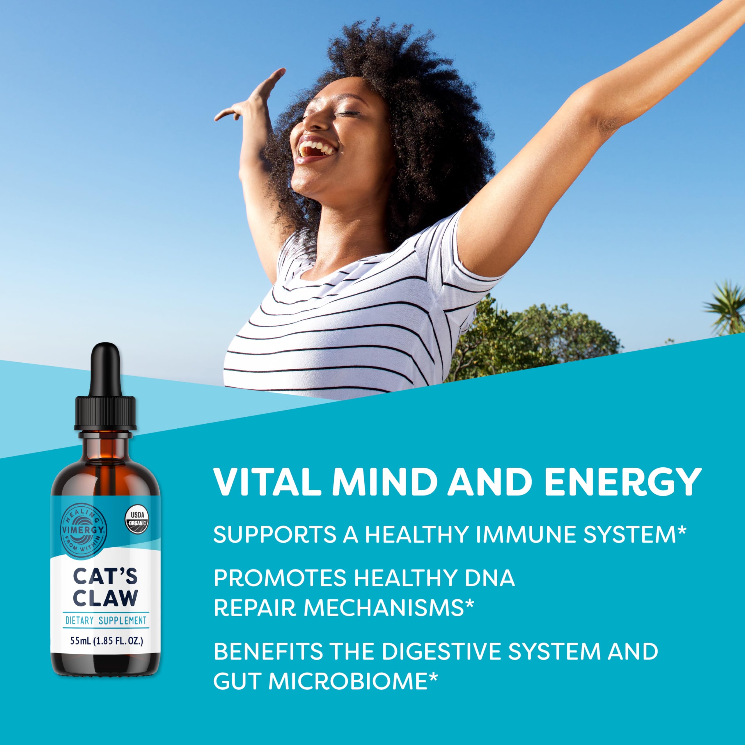 Vimergy Cat's Claw Liquid Supplement bottle with dropper
