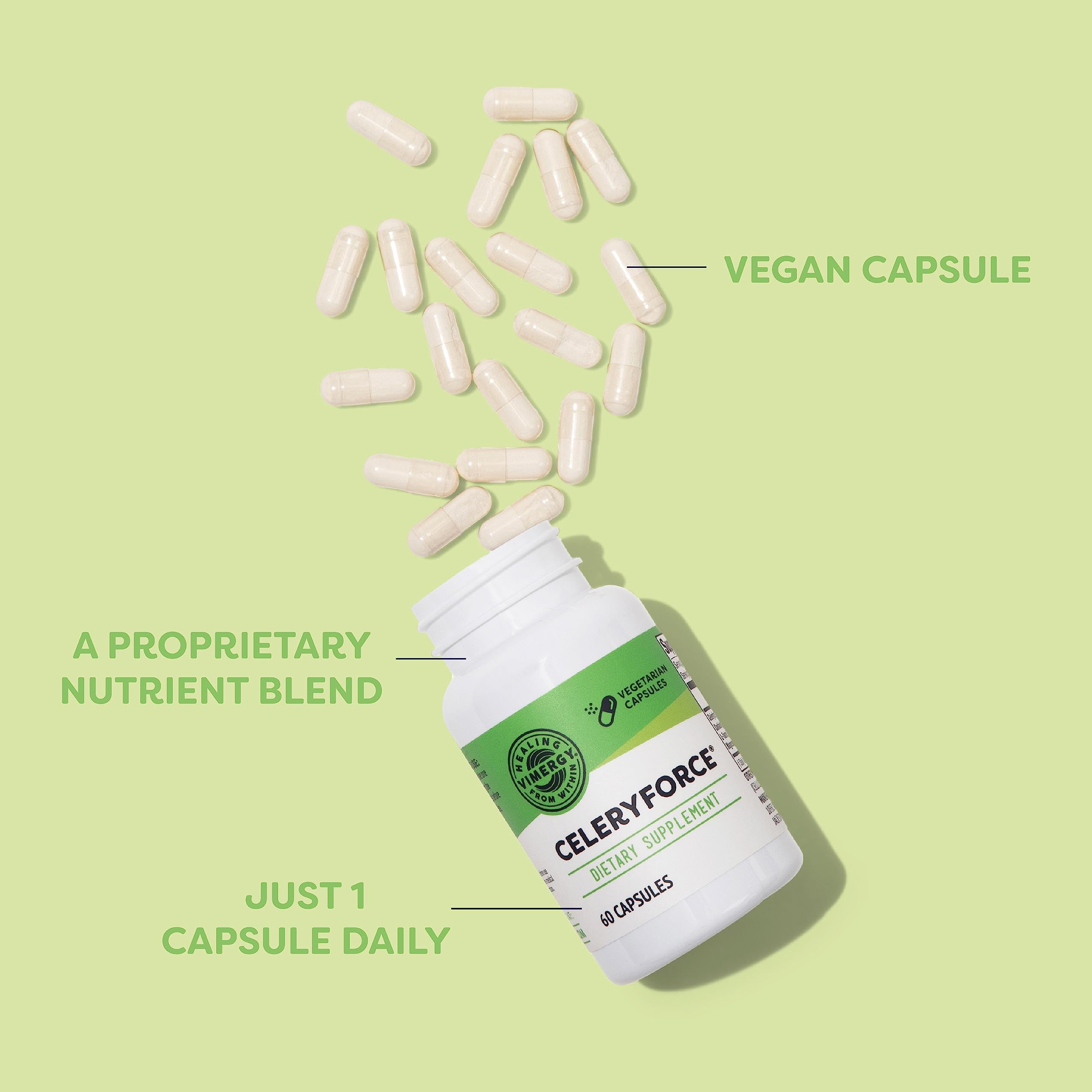 Vimergy Celeryforce capsules opened showing contents