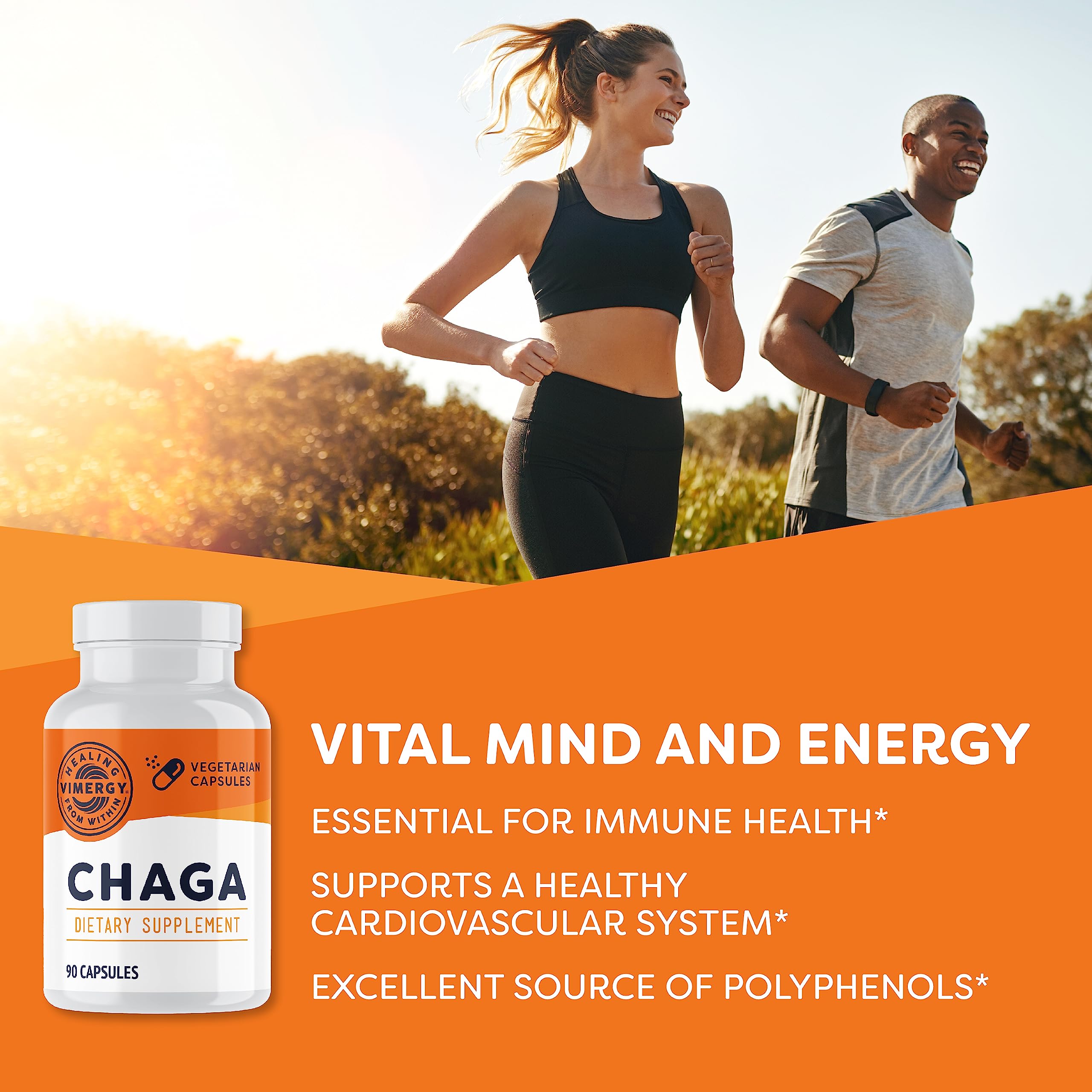 Vimergy Chaga Mushroom Capsules side view showing label
