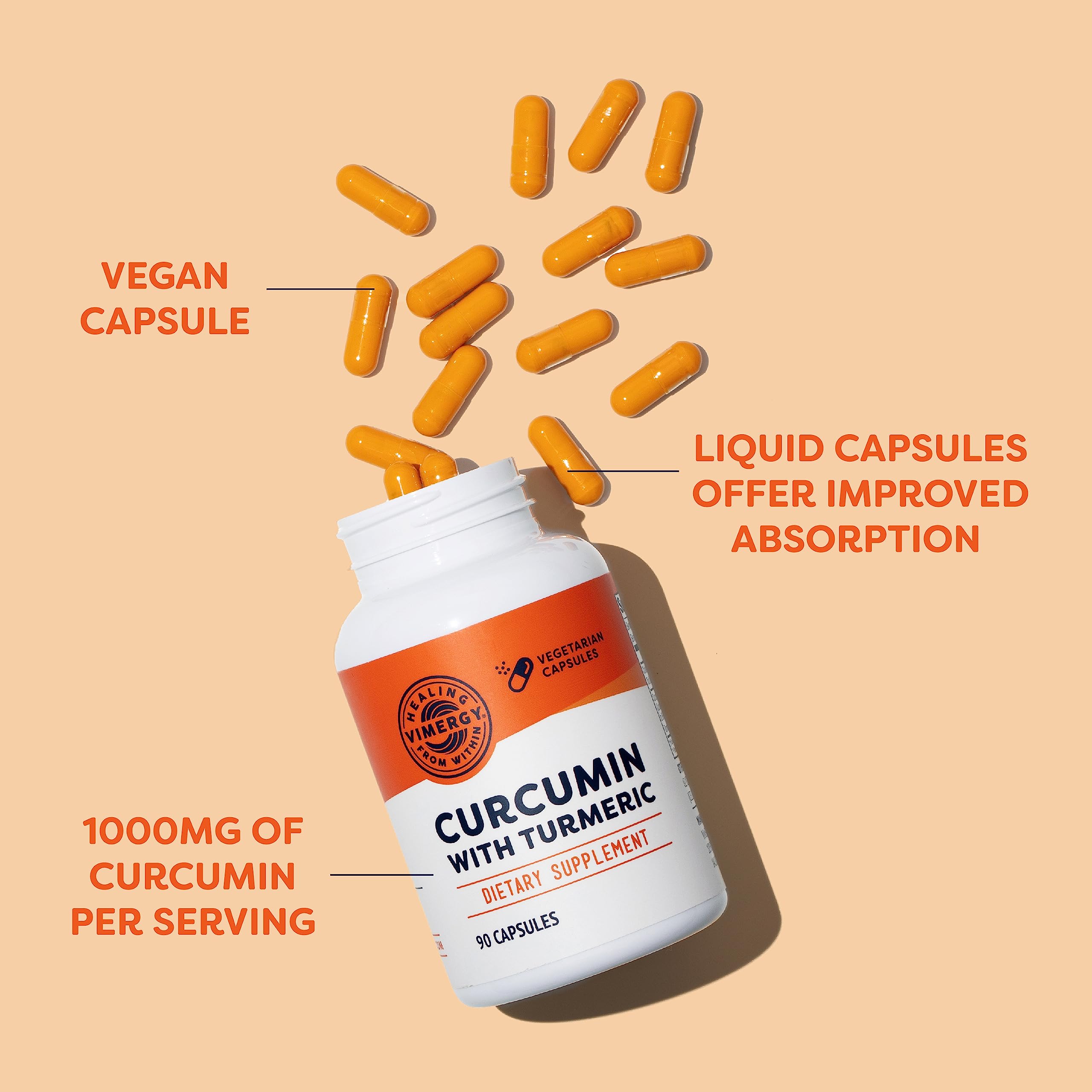 Vimergy Curcumin Liquid Capsules back view with ingredient list