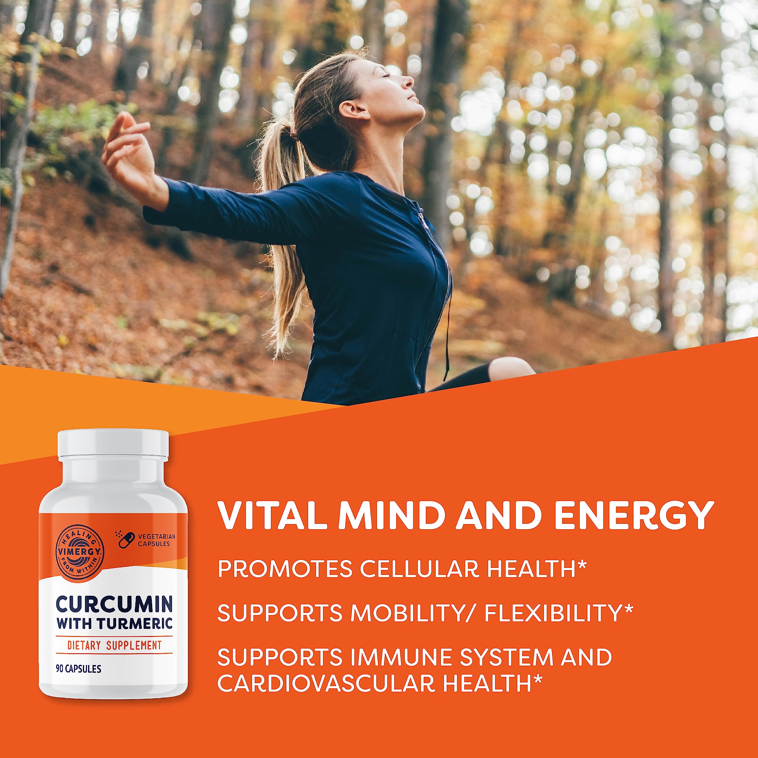 Vimergy Curcumin Liquid Capsules side view showing capsule details