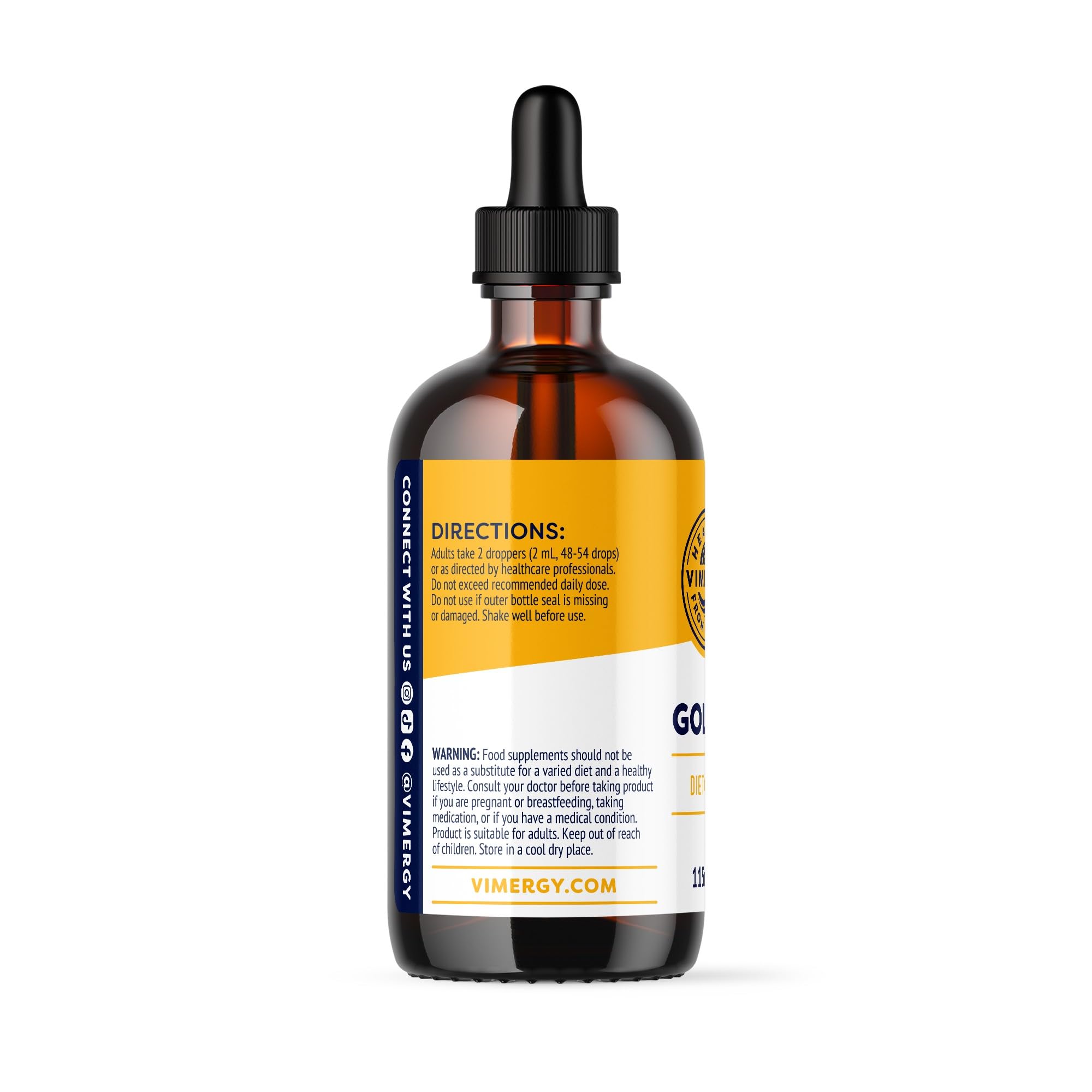 Vimergy Goldenseal Liquid Extract in a glass of water