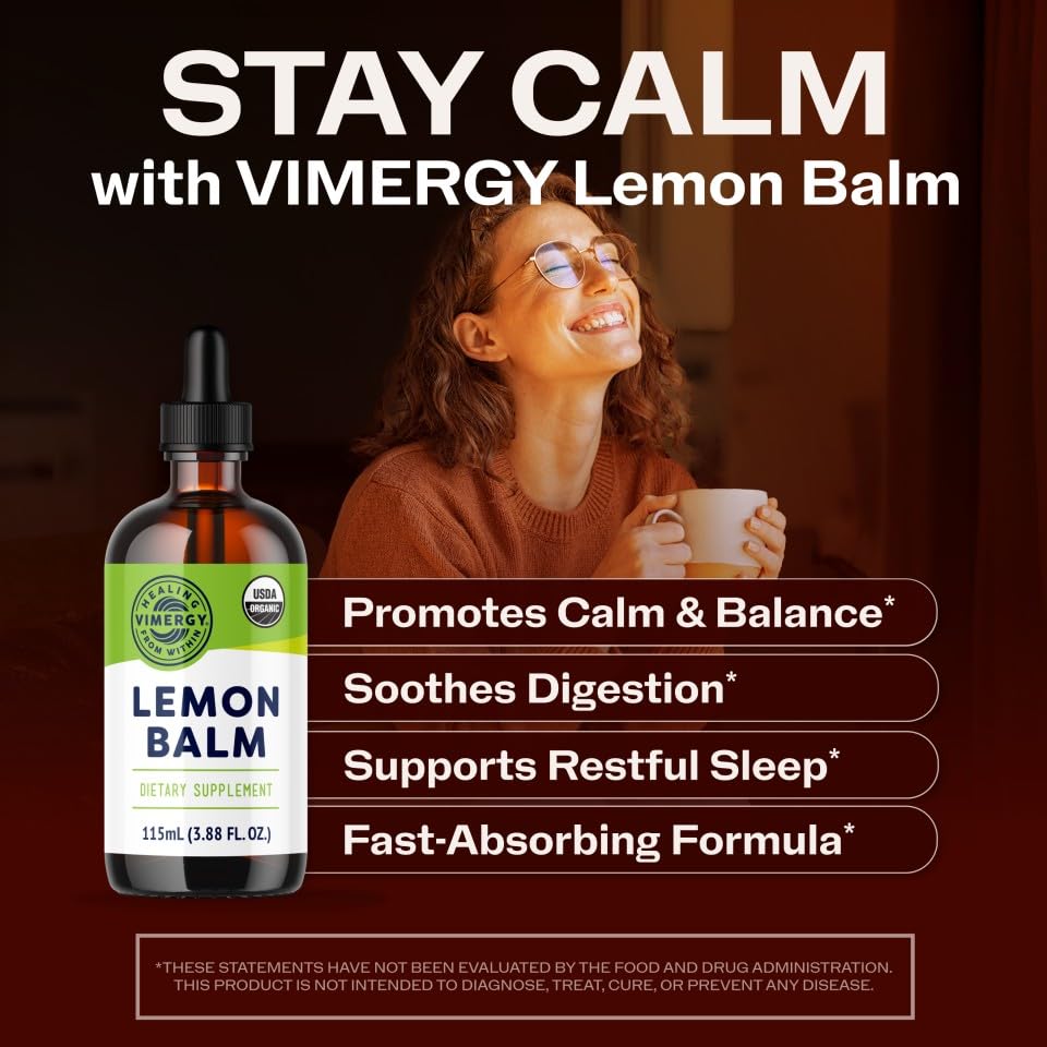Vimergy Lemon Balm Liquid Supplement 2g side view