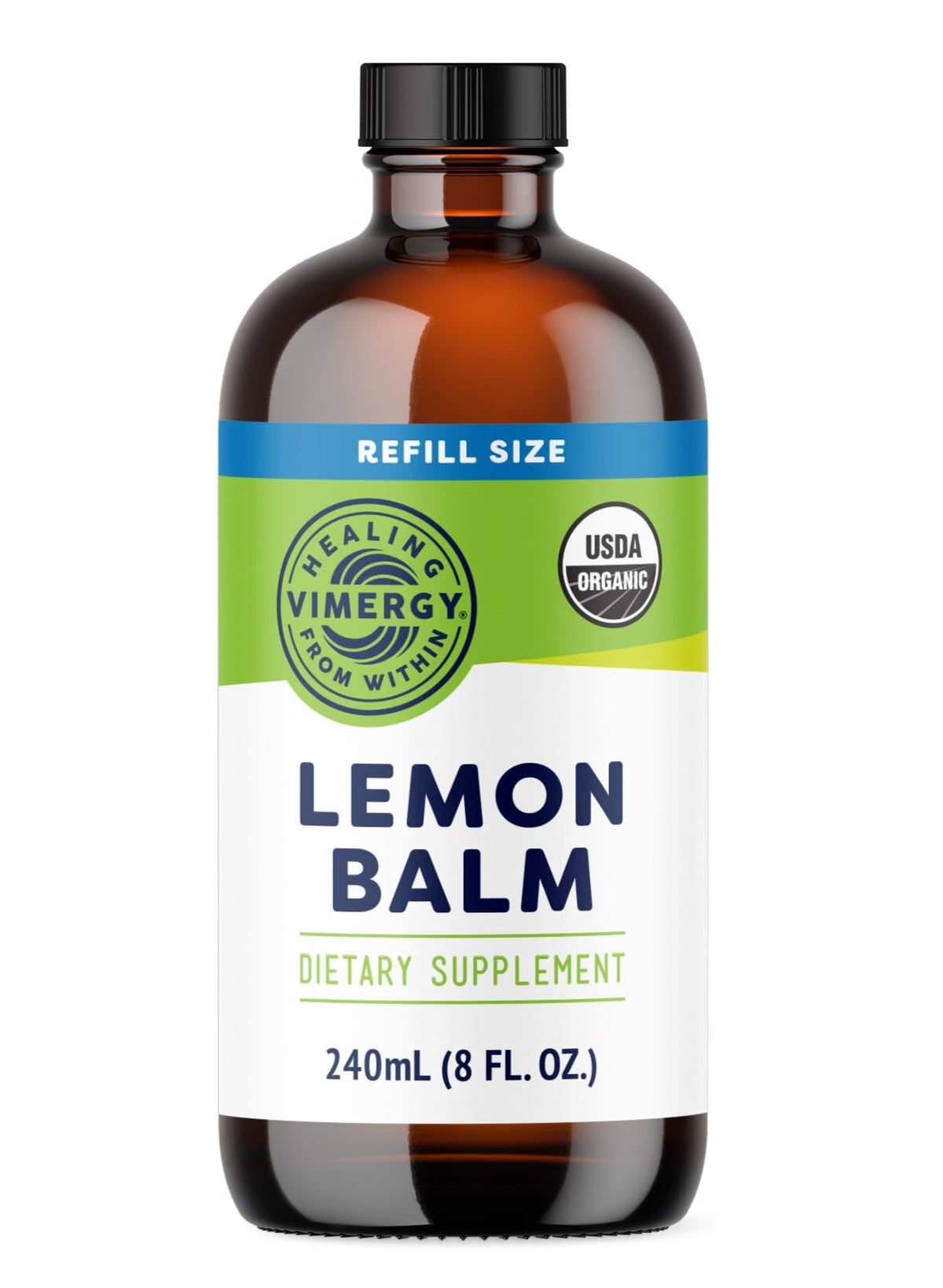 Vimergy Lemon Balm Organic Tincture front view with label