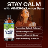 Vimergy Lemon Balm Organic Tincture with drops in a glass