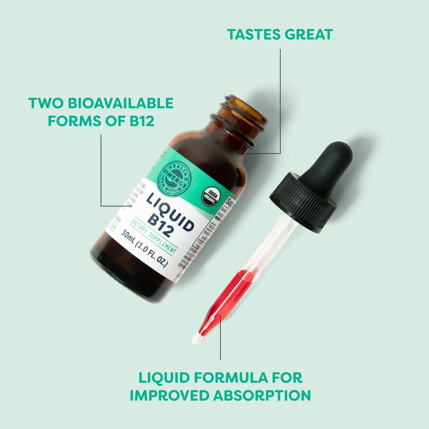 Vimergy Liquid B12 Drops 110g side view