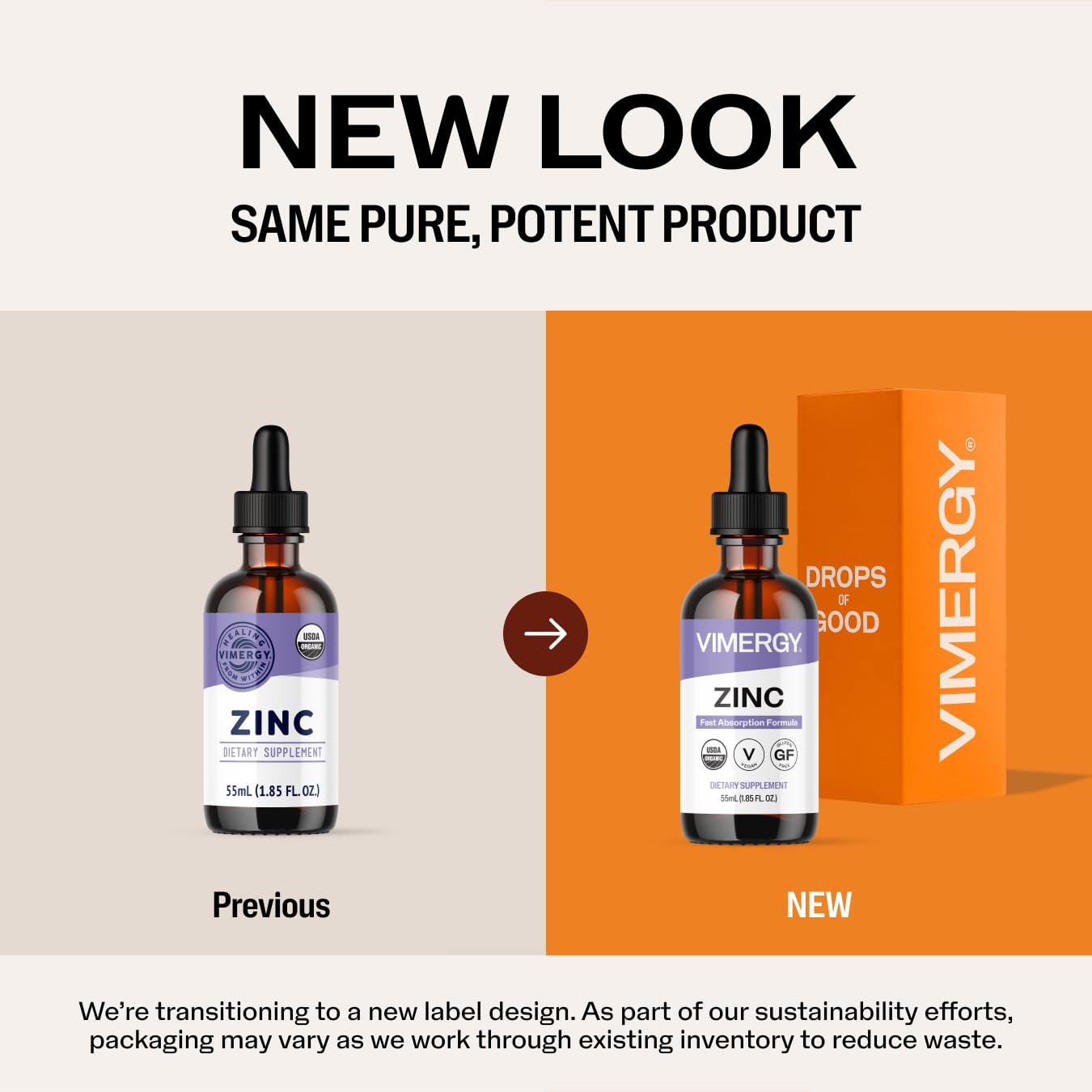 Vimergy Liquid Zinc Drops 150g on a kitchen counter