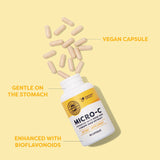 Vimergy Micro-C Capsules displayed with capsules on a wooden surface