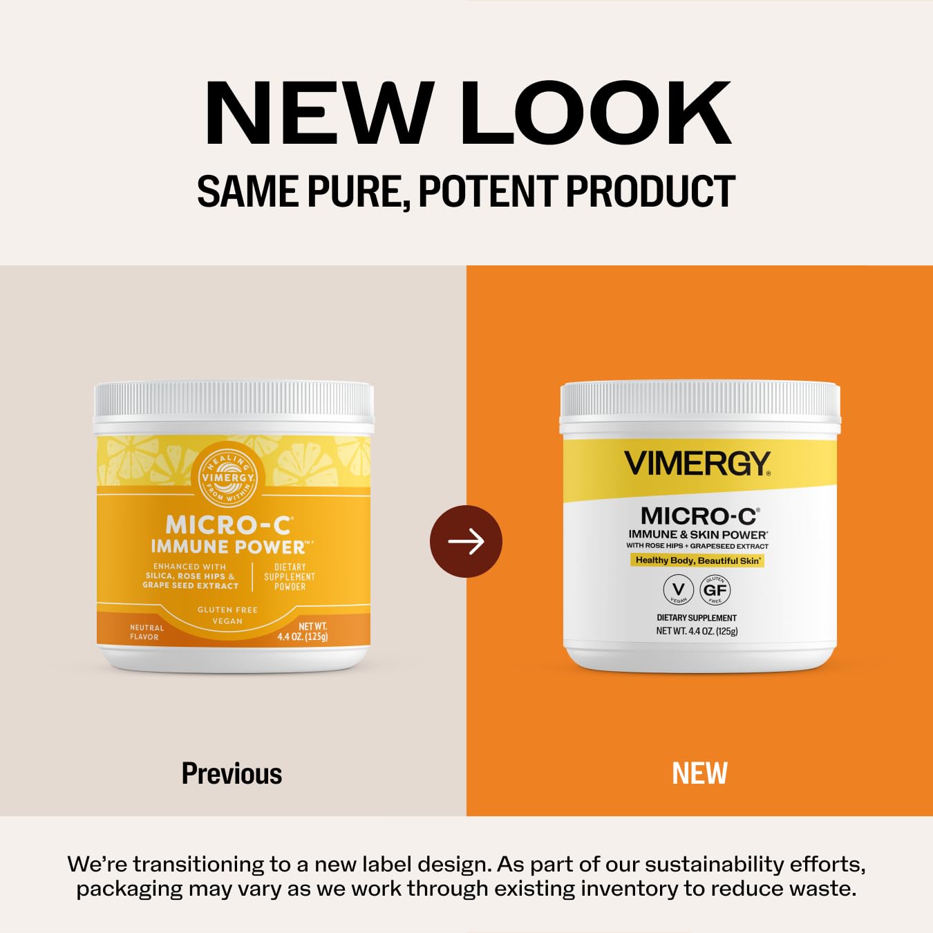 Vimergy Micro-C daily wellness Power Vitamin C Powder 125g side view