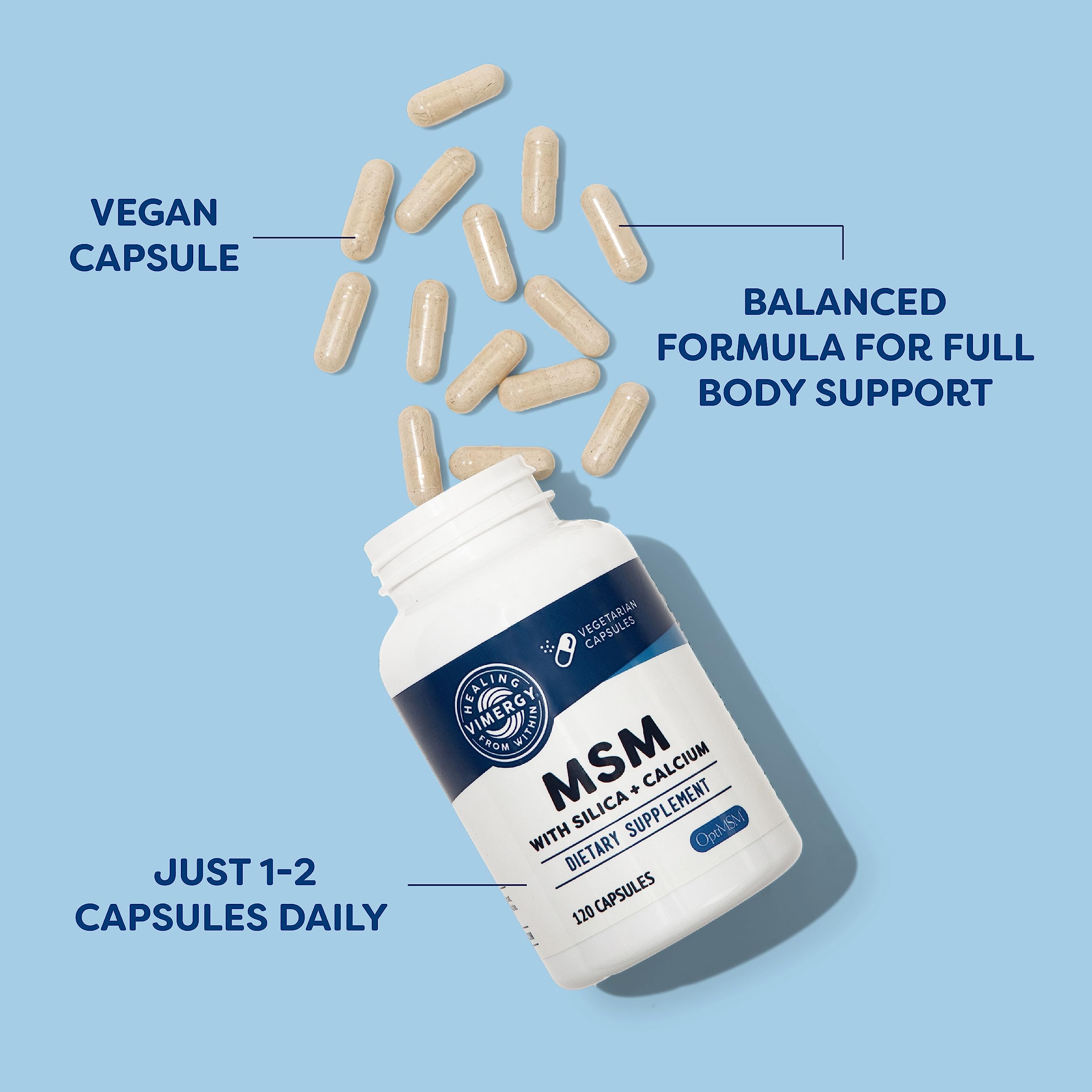 Vimergy MSM Capsules 780mg OptiMSM bottle with label