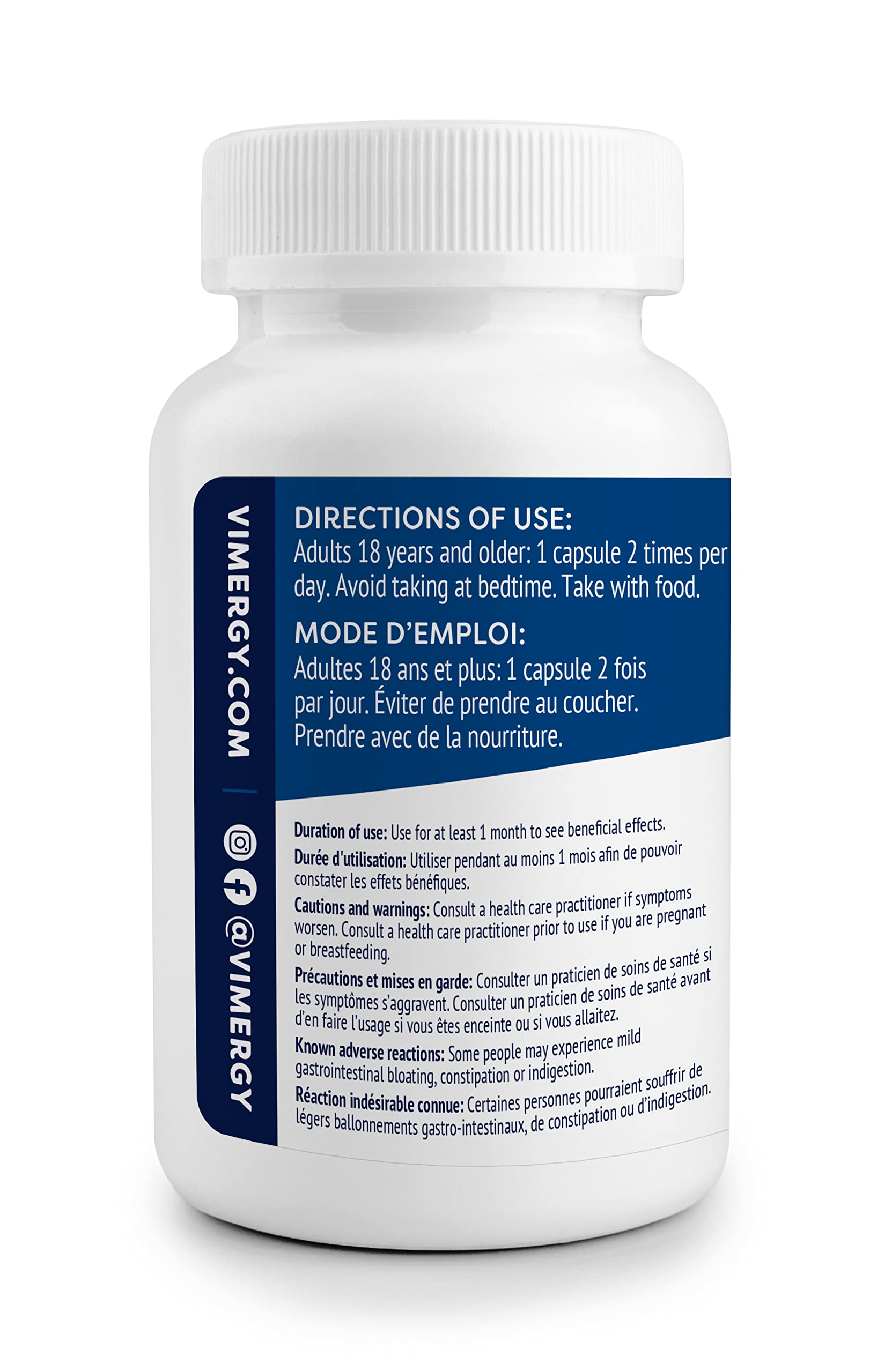 Vimergy MSM Capsules 780mg OptiMSM side view
