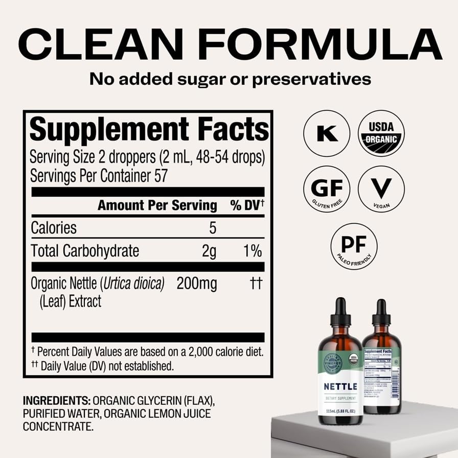 Vimergy Organic Nettle Liquid Extract 259g packaging details