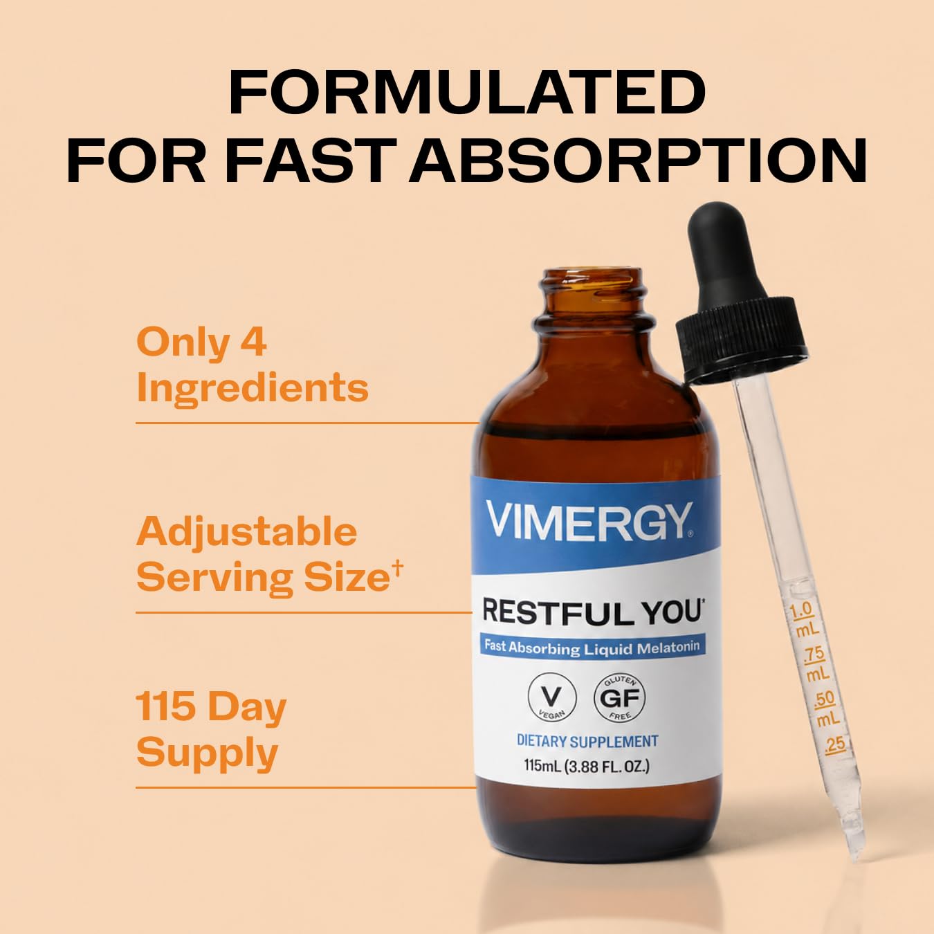 Vimergy Restful You Liquid Melatonin 115 mL packaging