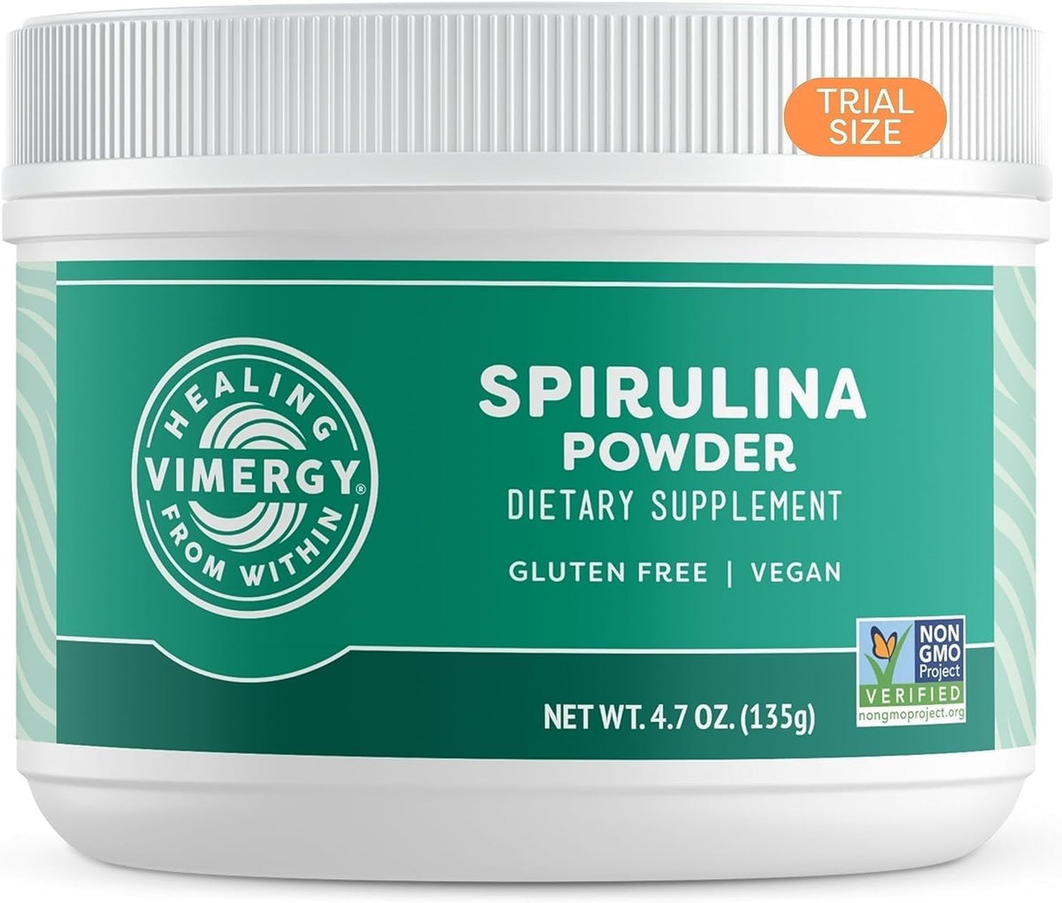 Vimergy Spirulina Powder 135g front view with packaging
