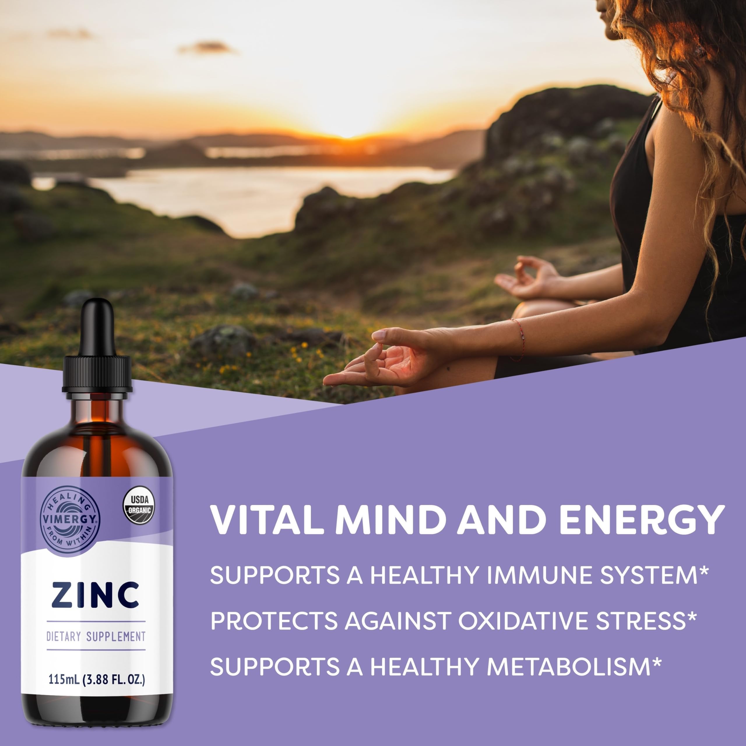 Vimergy Zinc Liquid Drops 280g bottle side view