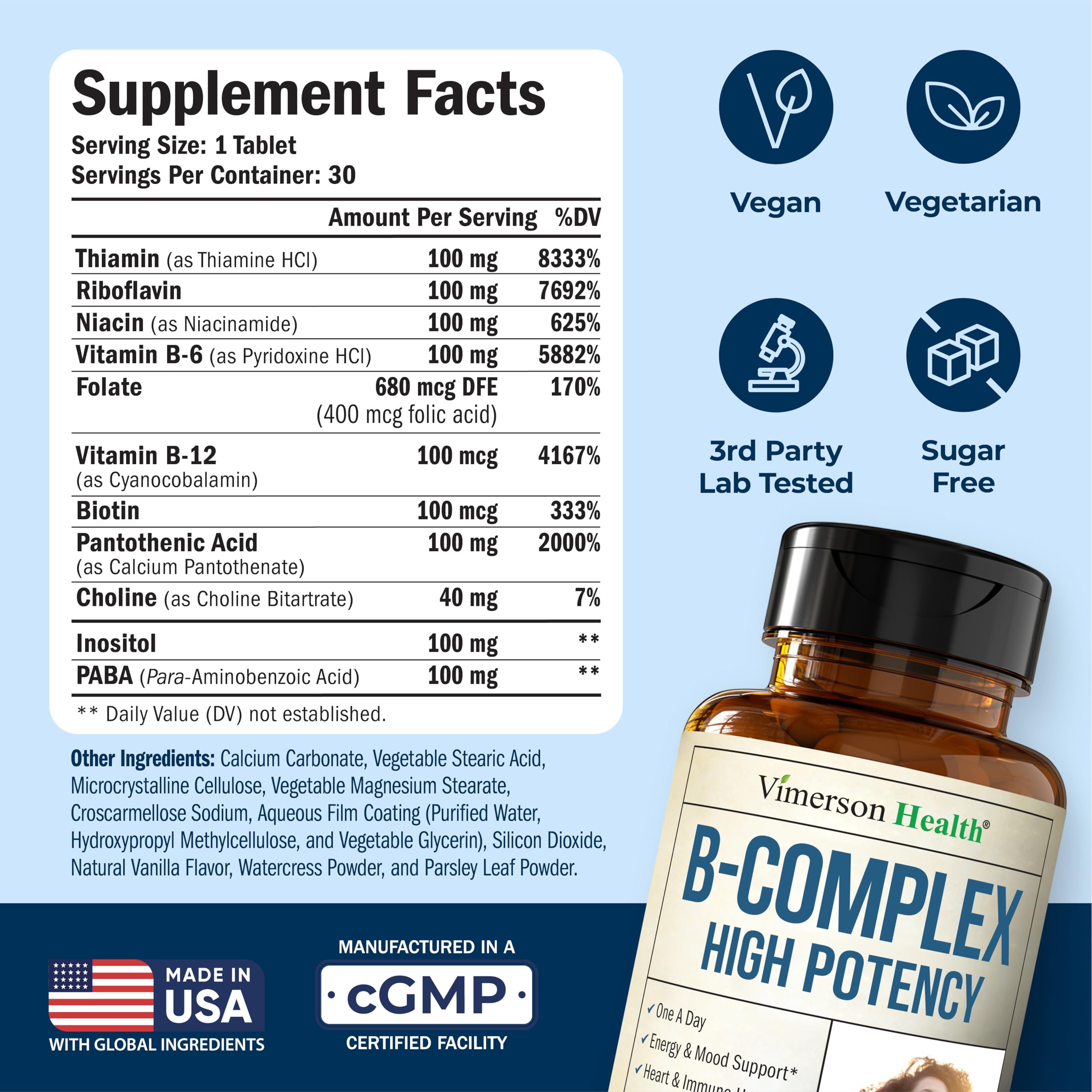 Vimerson Health B-Complex Vitamins side view showing capsule size
