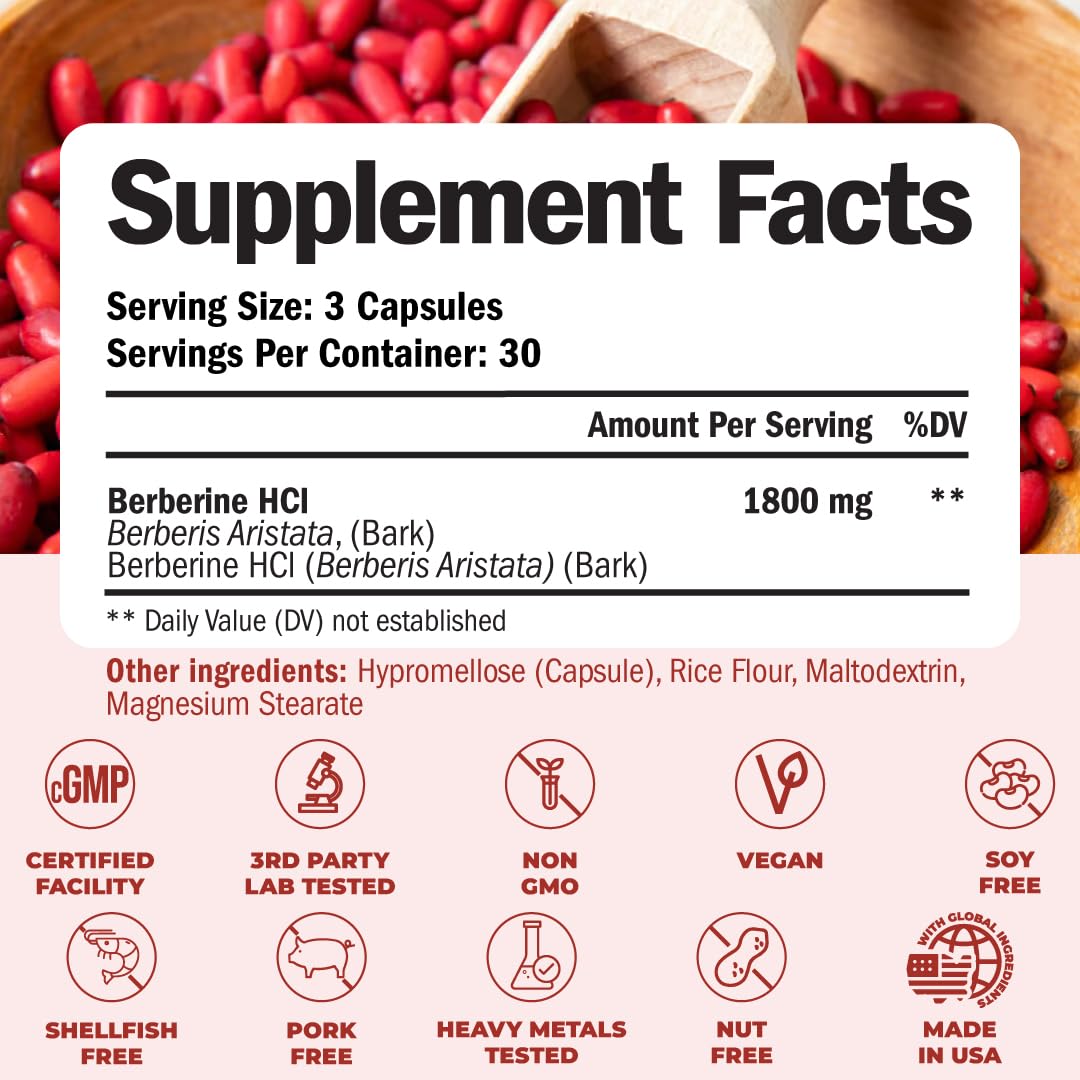 Vimerson Health Berberine Powder Capsules 1800mg bottle with label