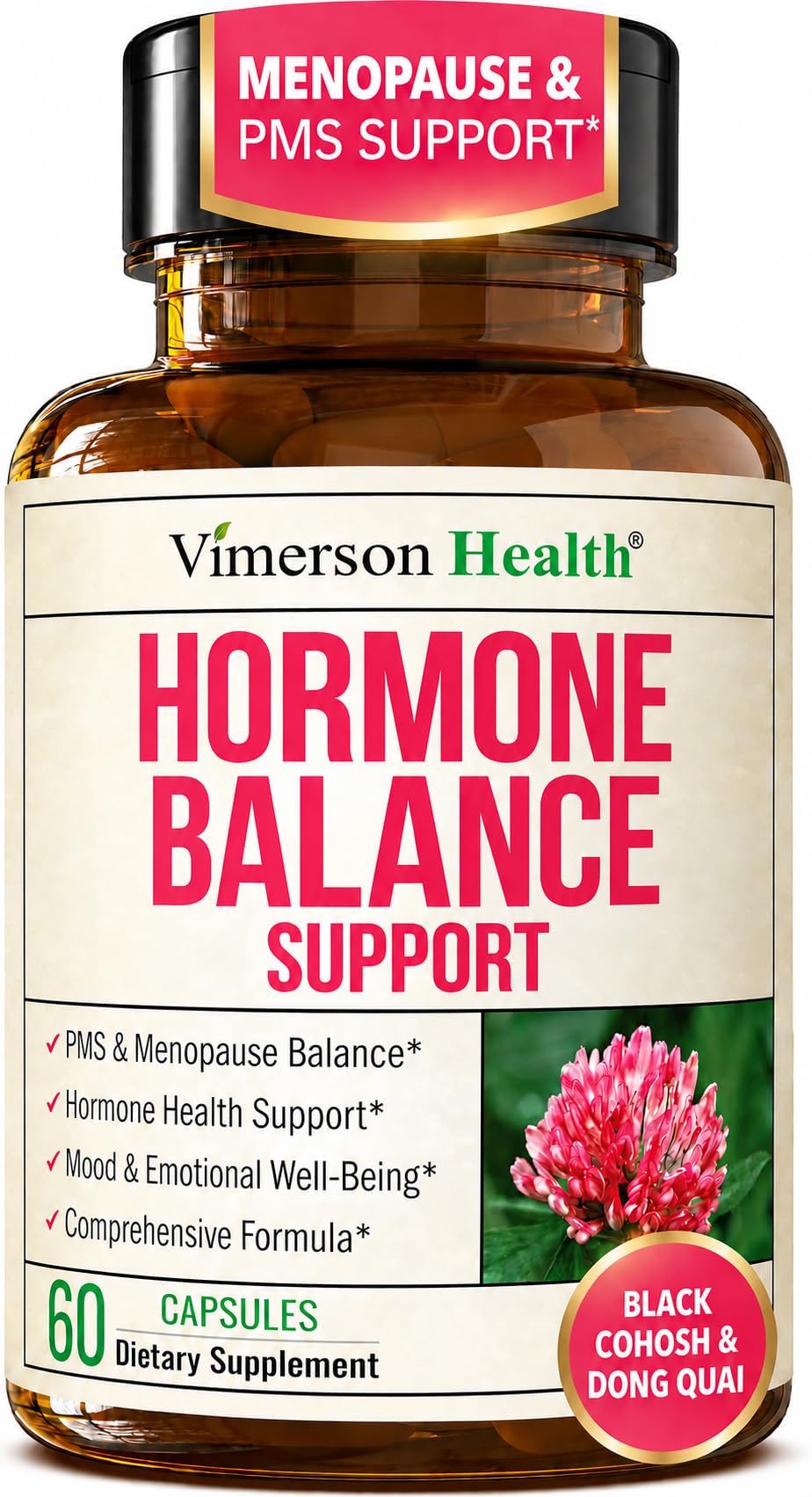 Vimerson Health Black Cohosh Supplement front view with 60 capsules
