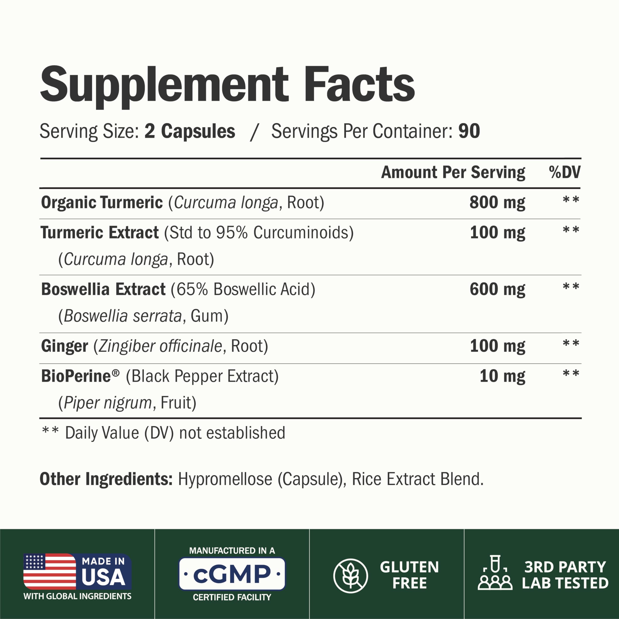 Vimerson Health Boswellia Serrata Supplement side view of the bottle