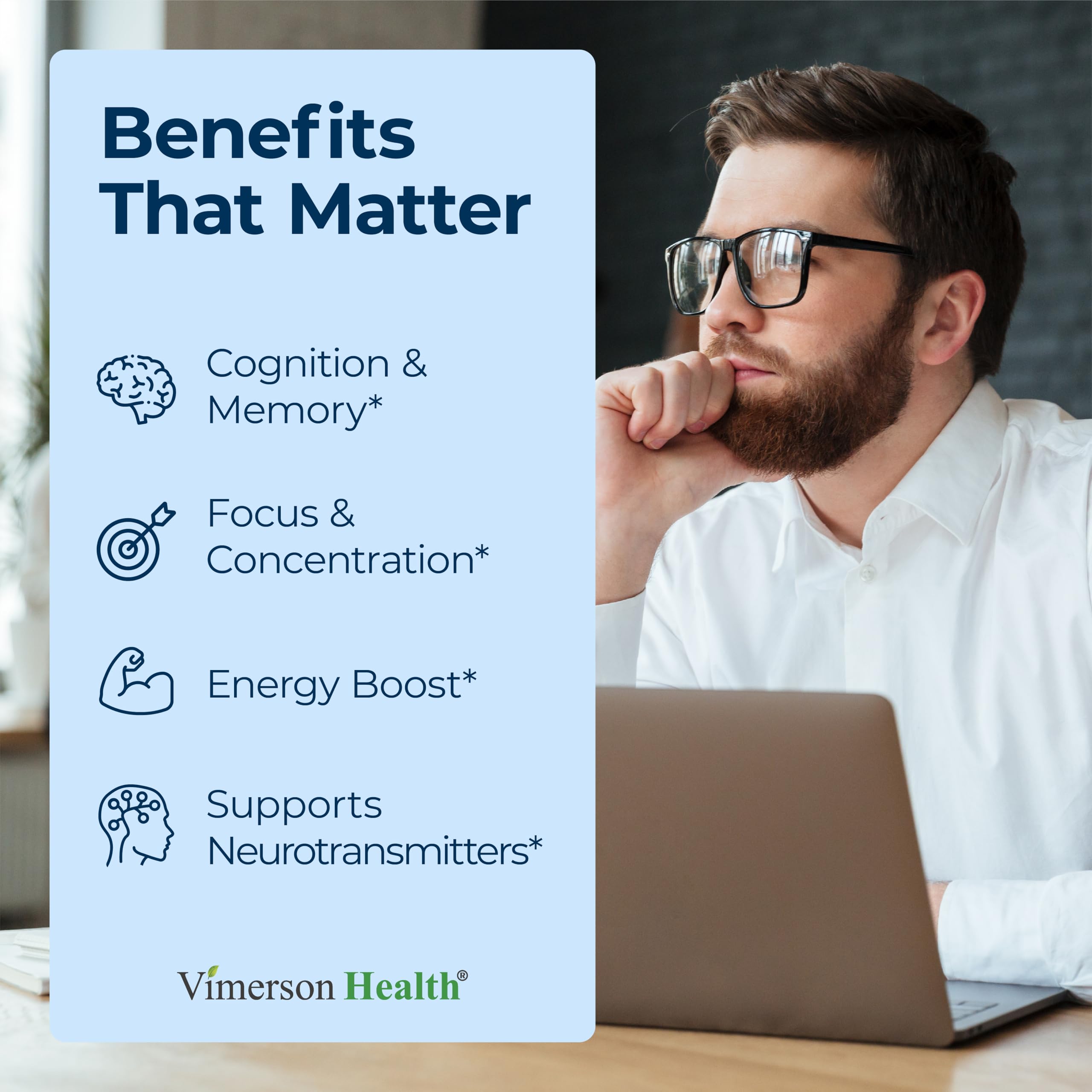 Vimerson Health Brain support Supplement 60 capsules back view