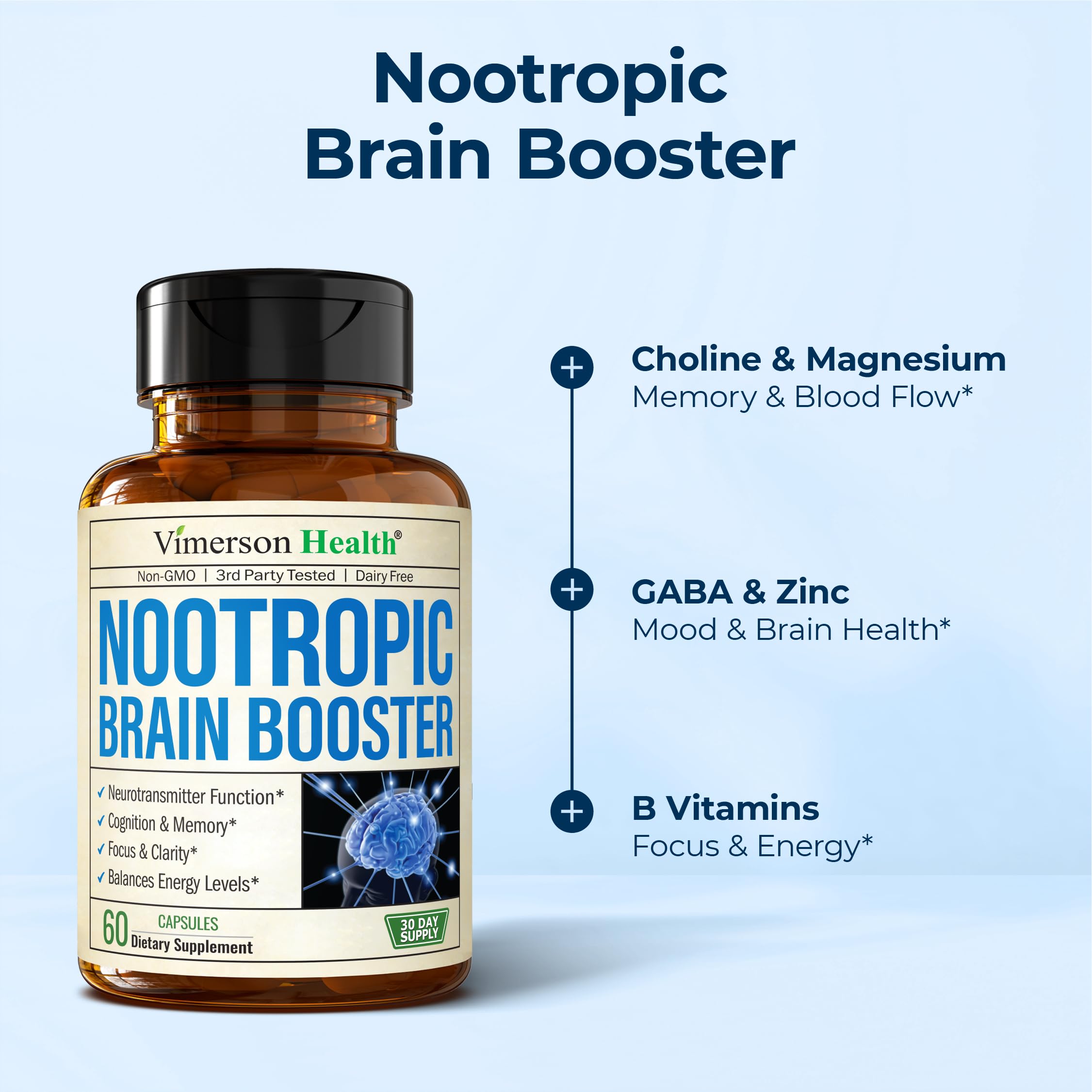 Vimerson Health Brain support Supplement capsules on a table