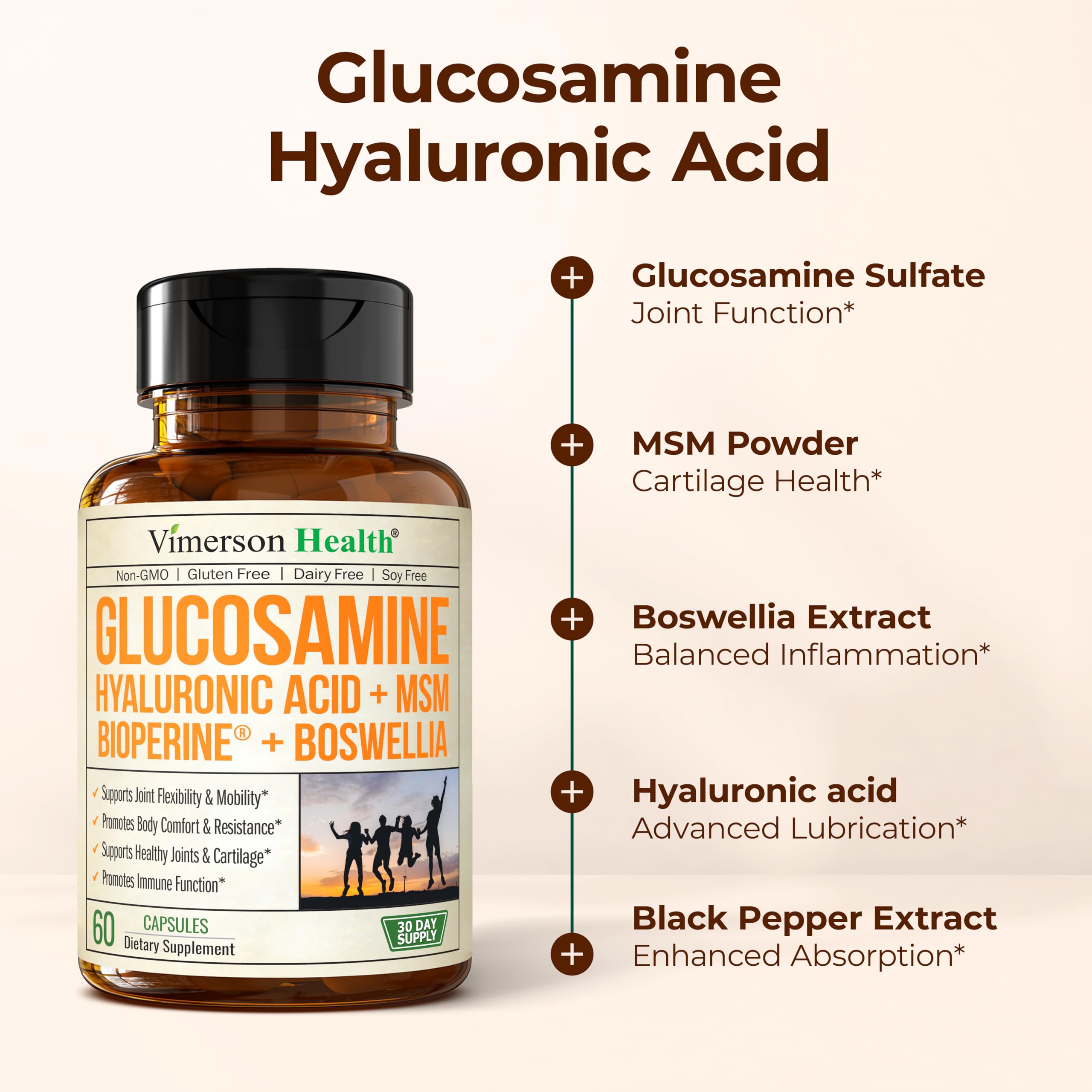Vimerson Health Chondroitin Supplement bottle with a glass of water